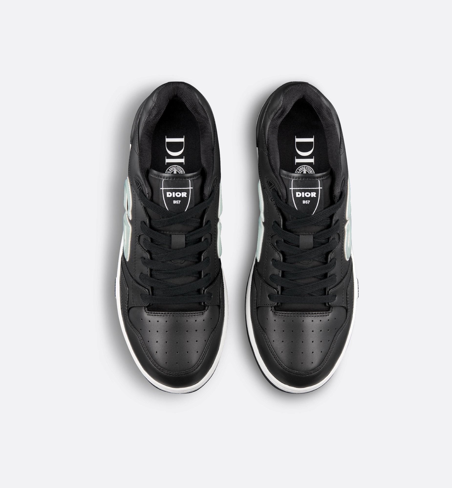 Dior And Stone Island B57 Low-Top Sneaker – Limited And Numbered Edition Black And Light Green Smooth Calfskin