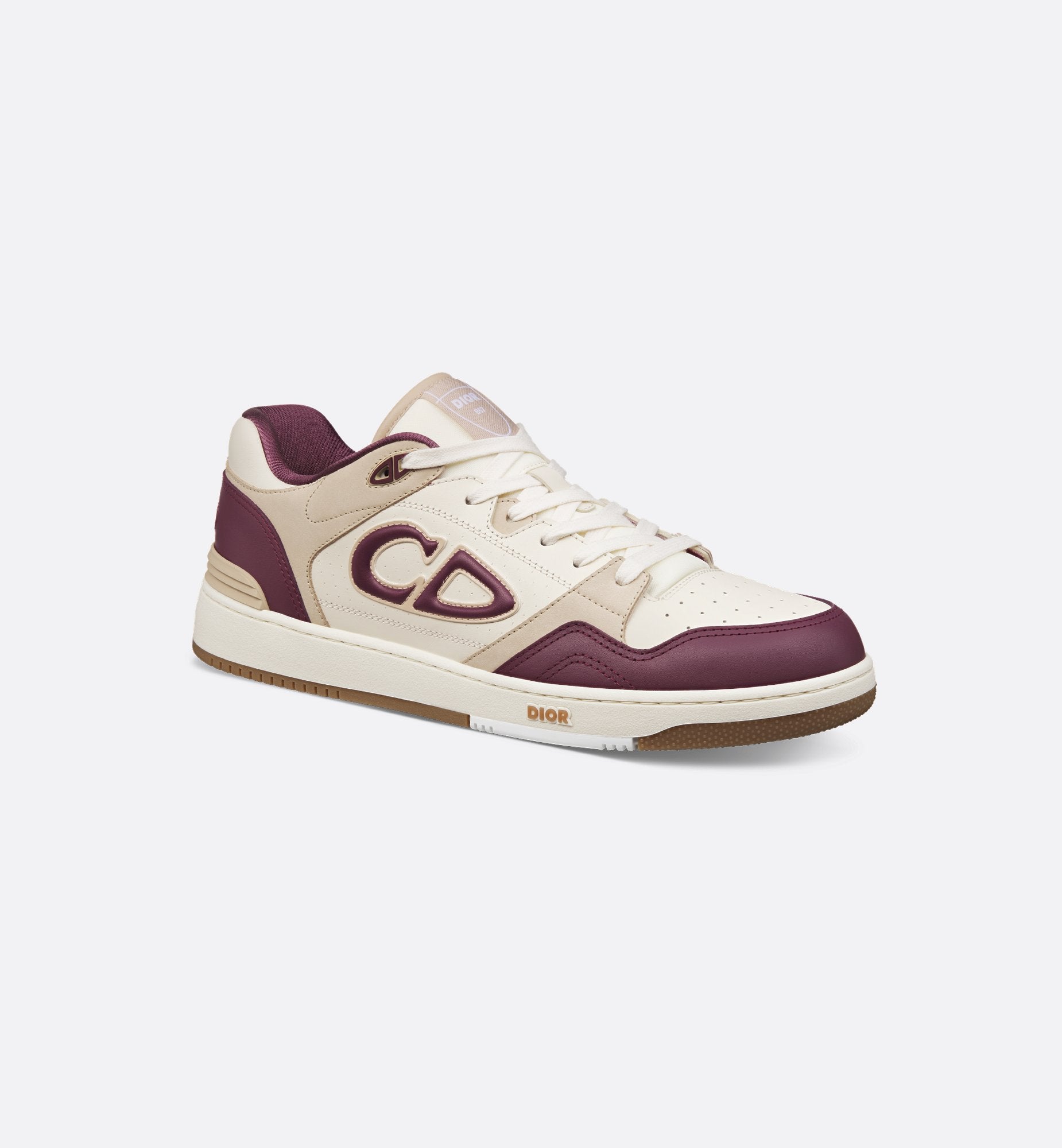 B57 Low-Top Sneaker Burgundy And Cream Smooth Calfskin With Beige Suede