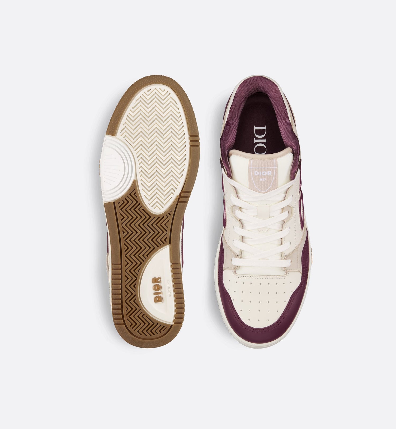 B57 Low-Top Sneaker Burgundy And Cream Smooth Calfskin With Beige Suede