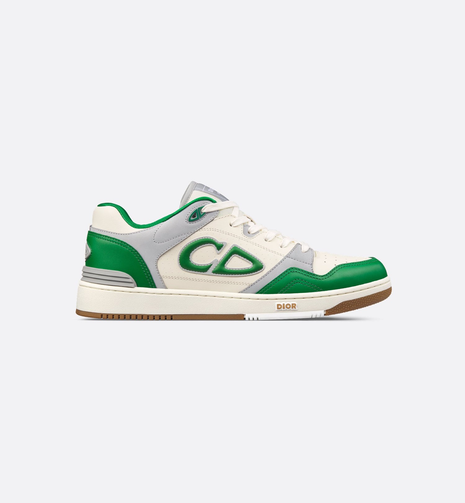 B57 Low-Top Sneaker Green And Cream Smooth Calfskin With Light Gray Suede