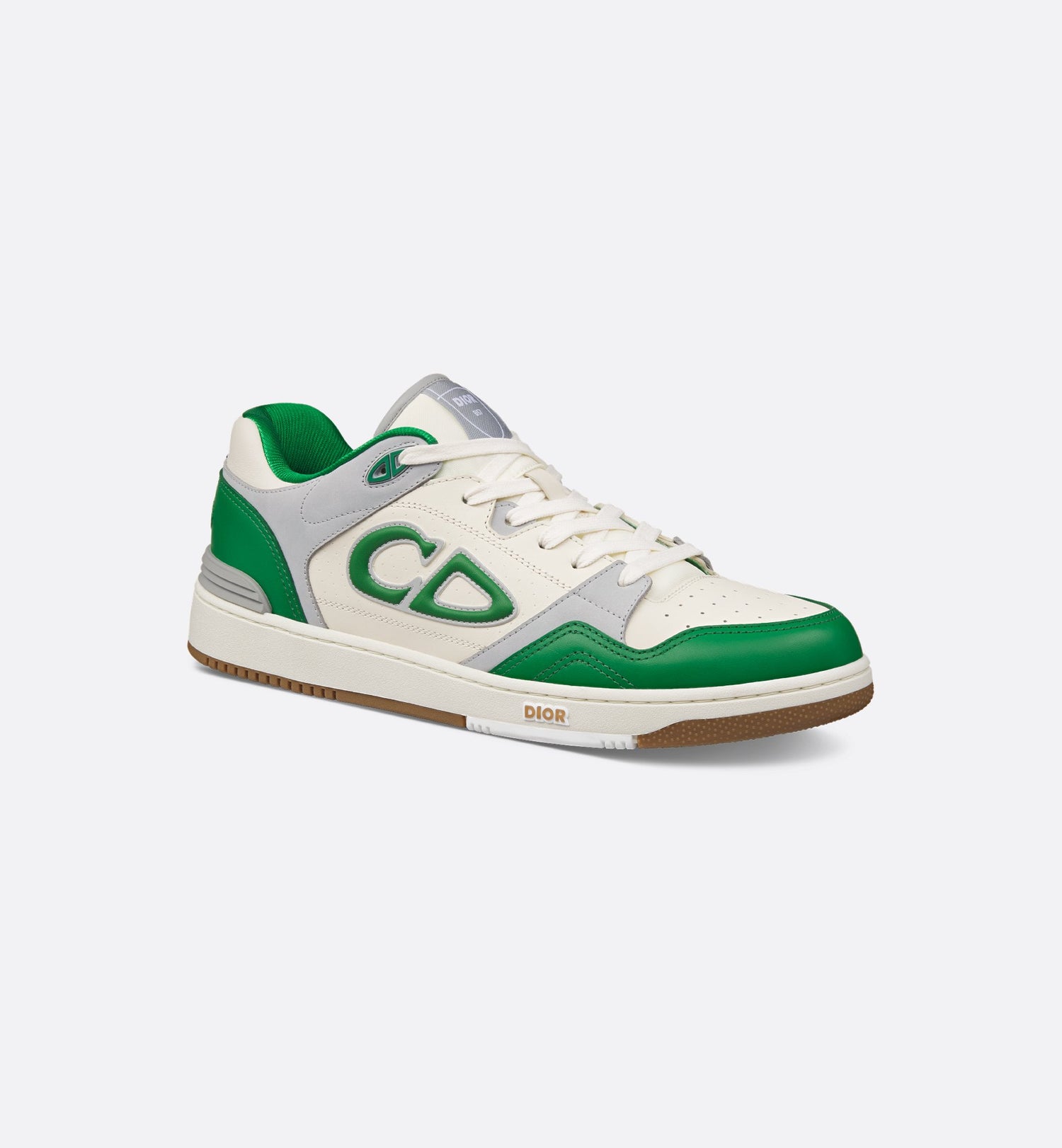 B57 Low-Top Sneaker Green And Cream Smooth Calfskin With Light Gray Suede