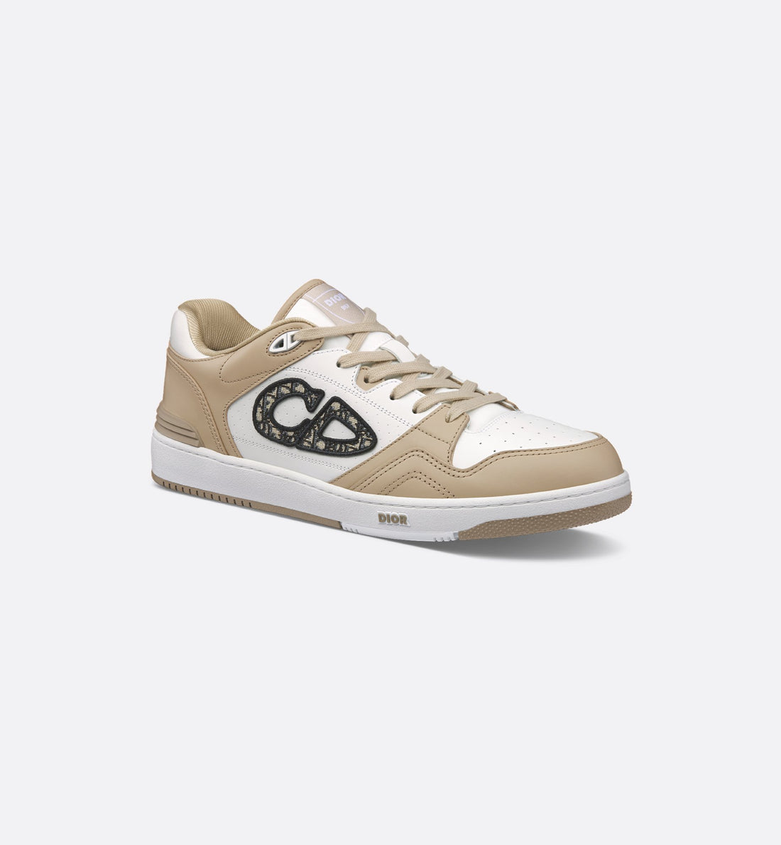 B57 Low-Top Sneaker Beige And White Smooth Calfskin With Beige And Black Dior Oblique Jacquard