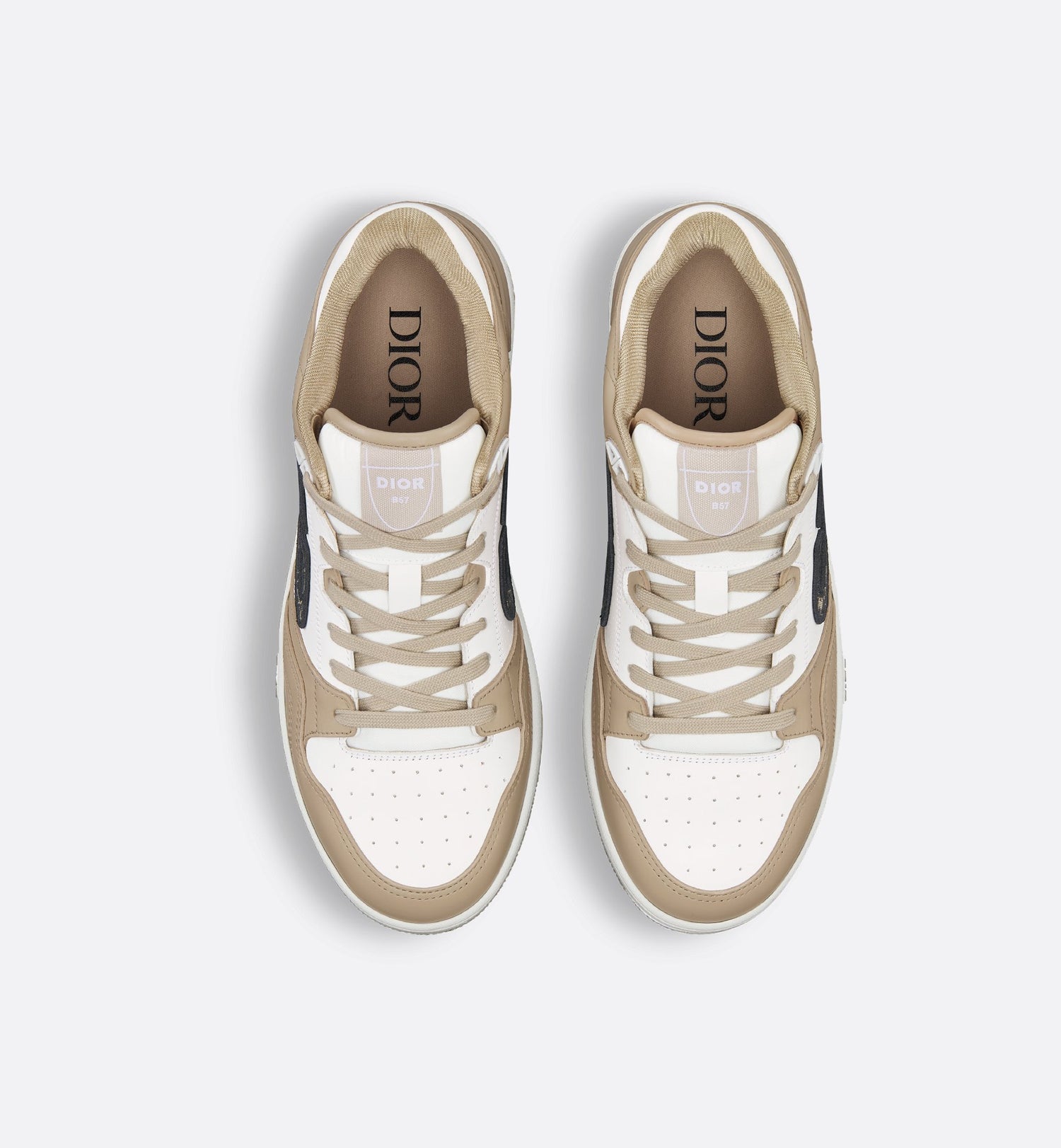 B57 Low-Top Sneaker Beige And White Smooth Calfskin With Beige And Black Dior Oblique Jacquard