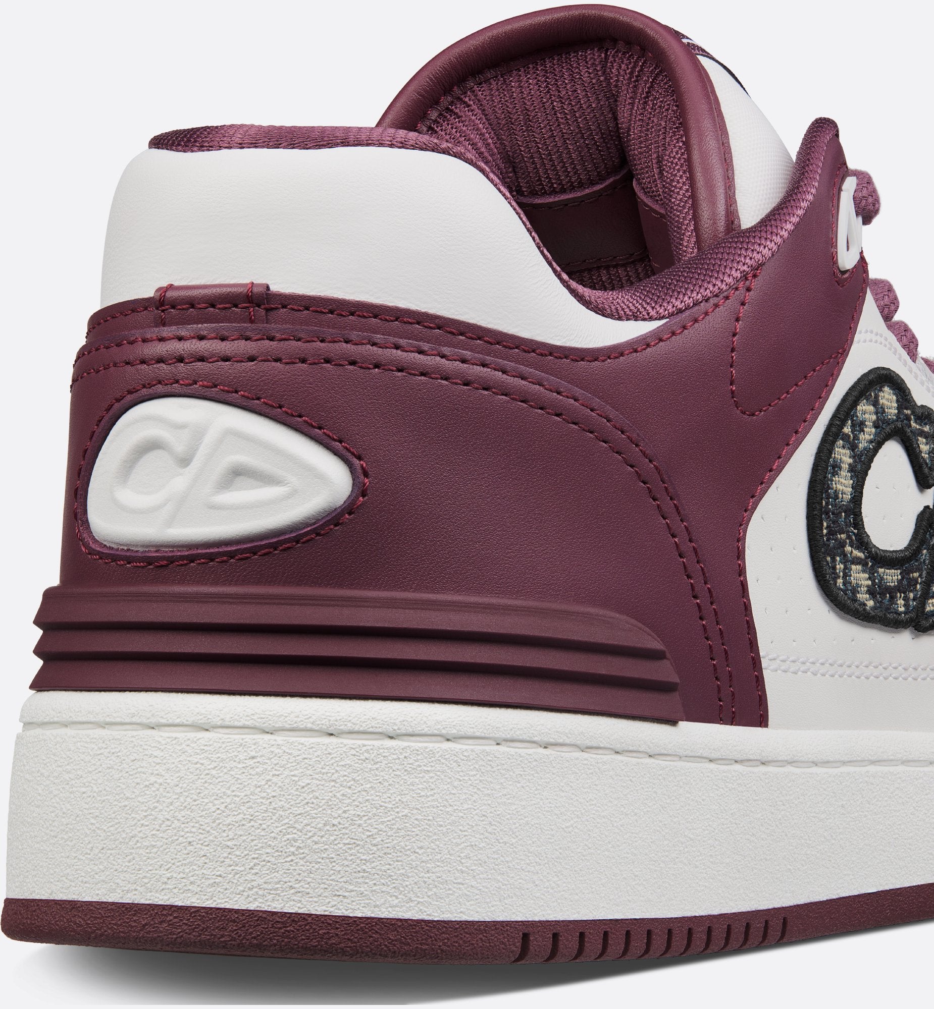 B57 Low-Top Sneaker Burgundy And White Smooth Calfskin With Beige And Black Dior Oblique Jacquard