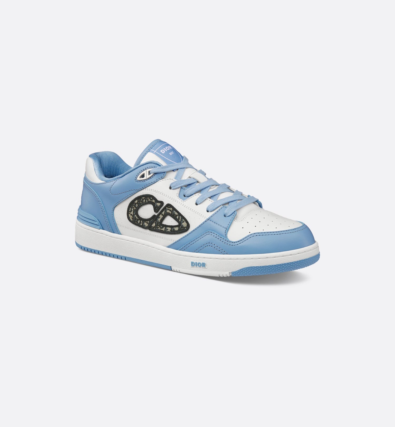 B57 Low-Top Sneaker Light Blue And White Smooth Calfskin With Beige And Black Dior Oblique Jacquard