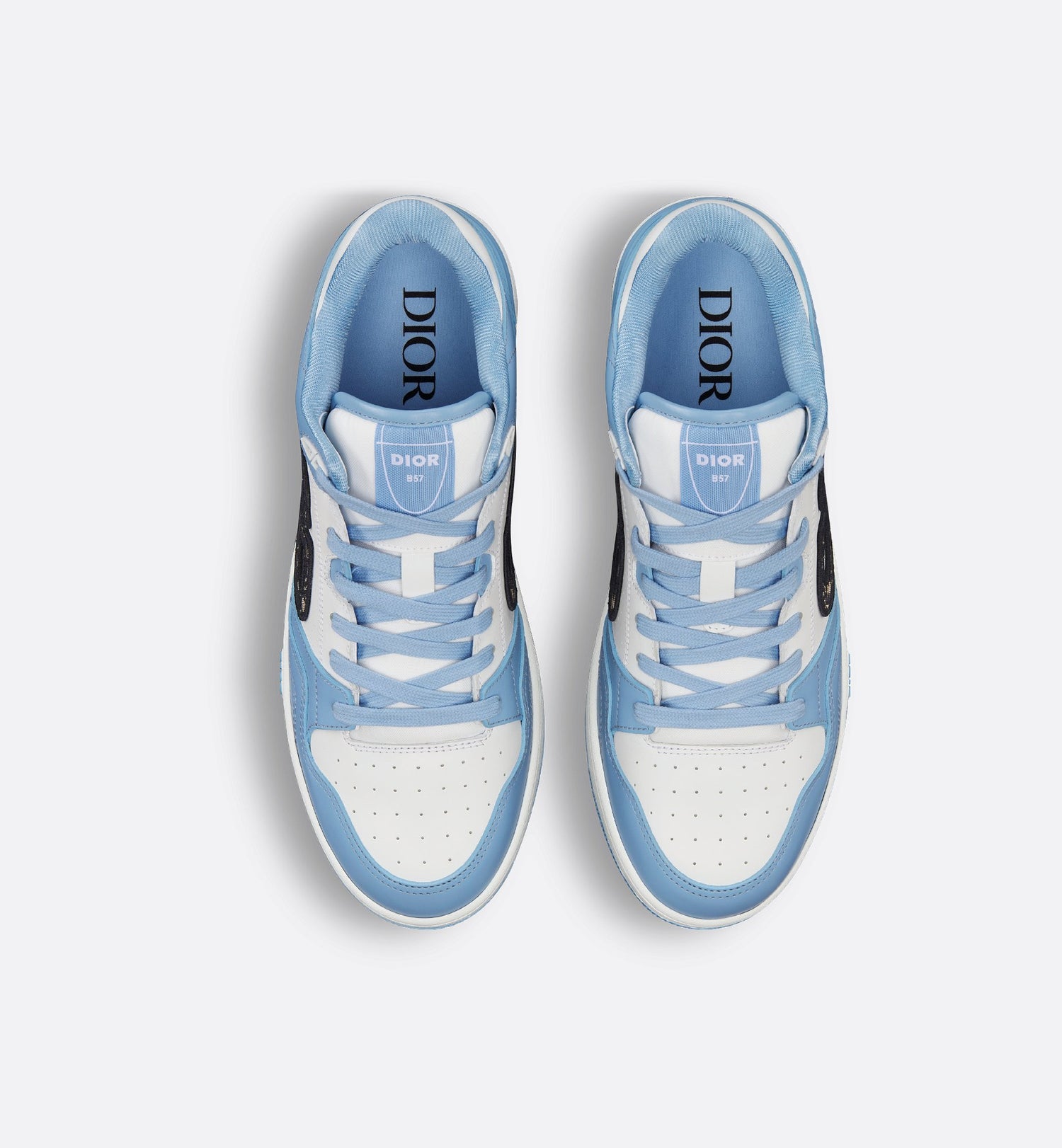 B57 Low-Top Sneaker Light Blue And White Smooth Calfskin With Beige And Black Dior Oblique Jacquard