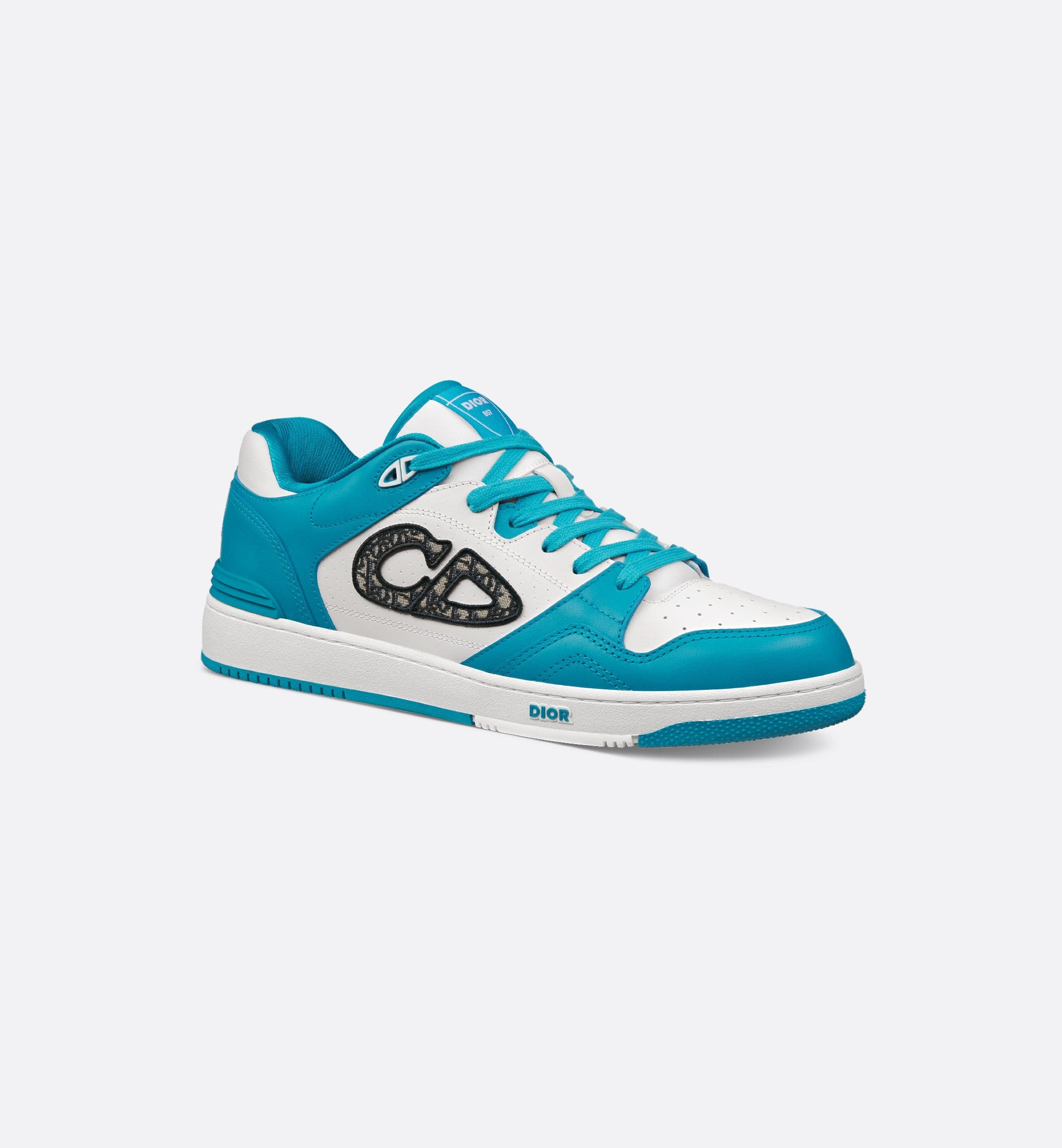 B57 Low-Top Sneaker Blue And White Smooth Calfskin With Beige And Black Dior Oblique Jacquard