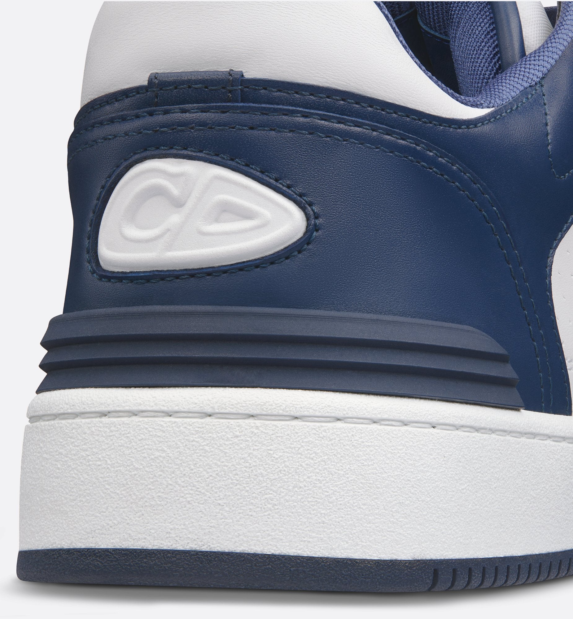 B57 Low-Top Sneaker Navy Blue And White Smooth Calfskin With Beige And Black Dior Oblique Jacquard