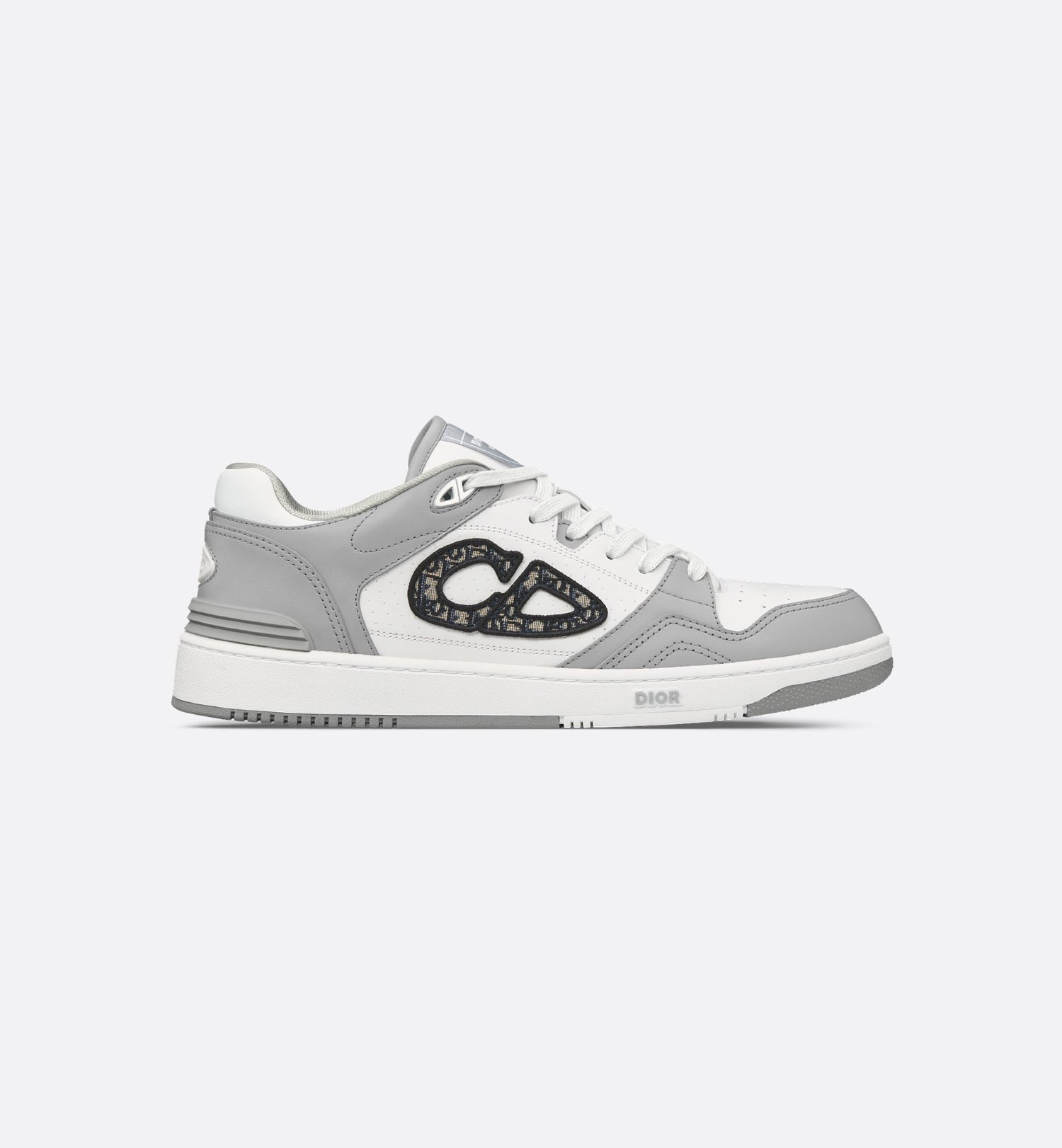 B57 Low-Top Sneaker Dior Gray And White Smooth Calfskin With Beige And Black Dior Oblique Jacquard