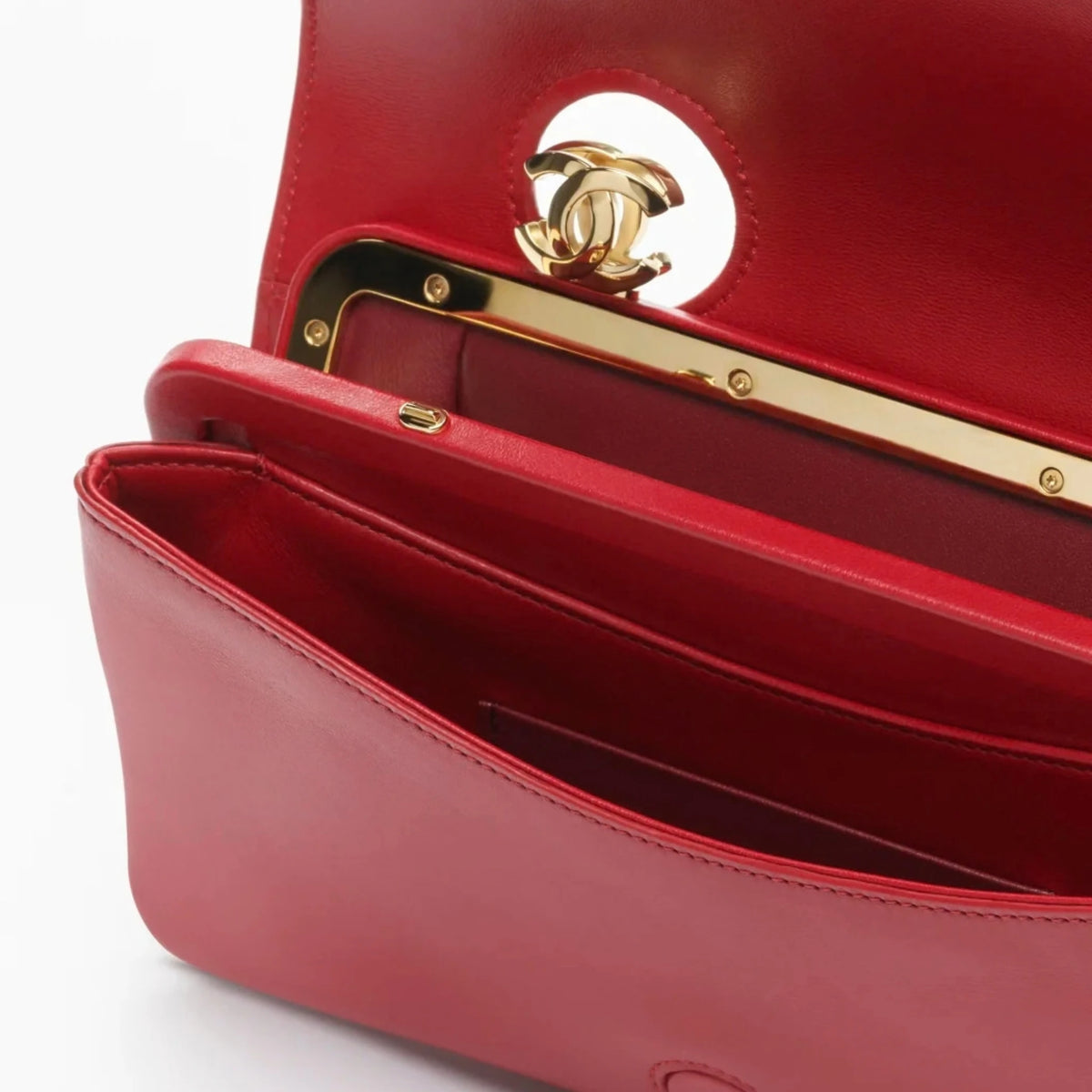Clutch Leather &amp; Gold-Tone Metal