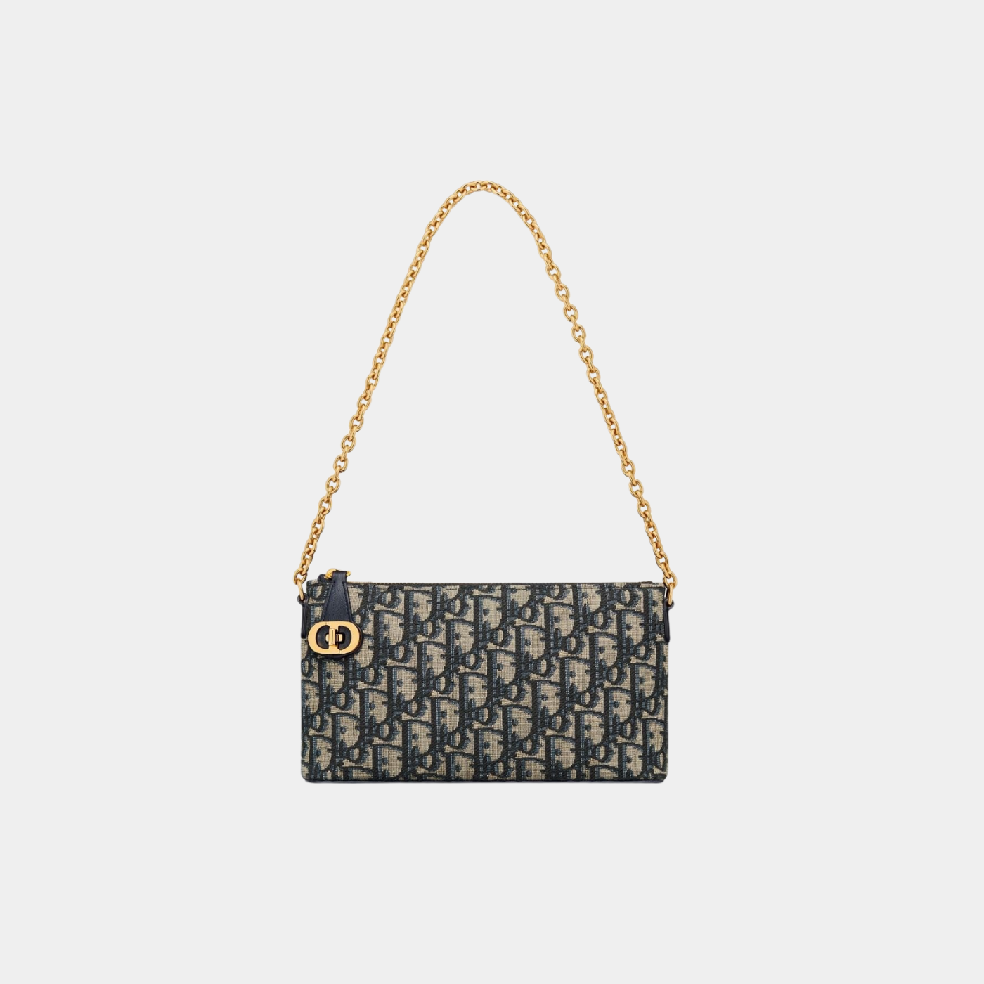 30 Montaigne Mini Bag with Chain Blue Dior Oblique Jacquard