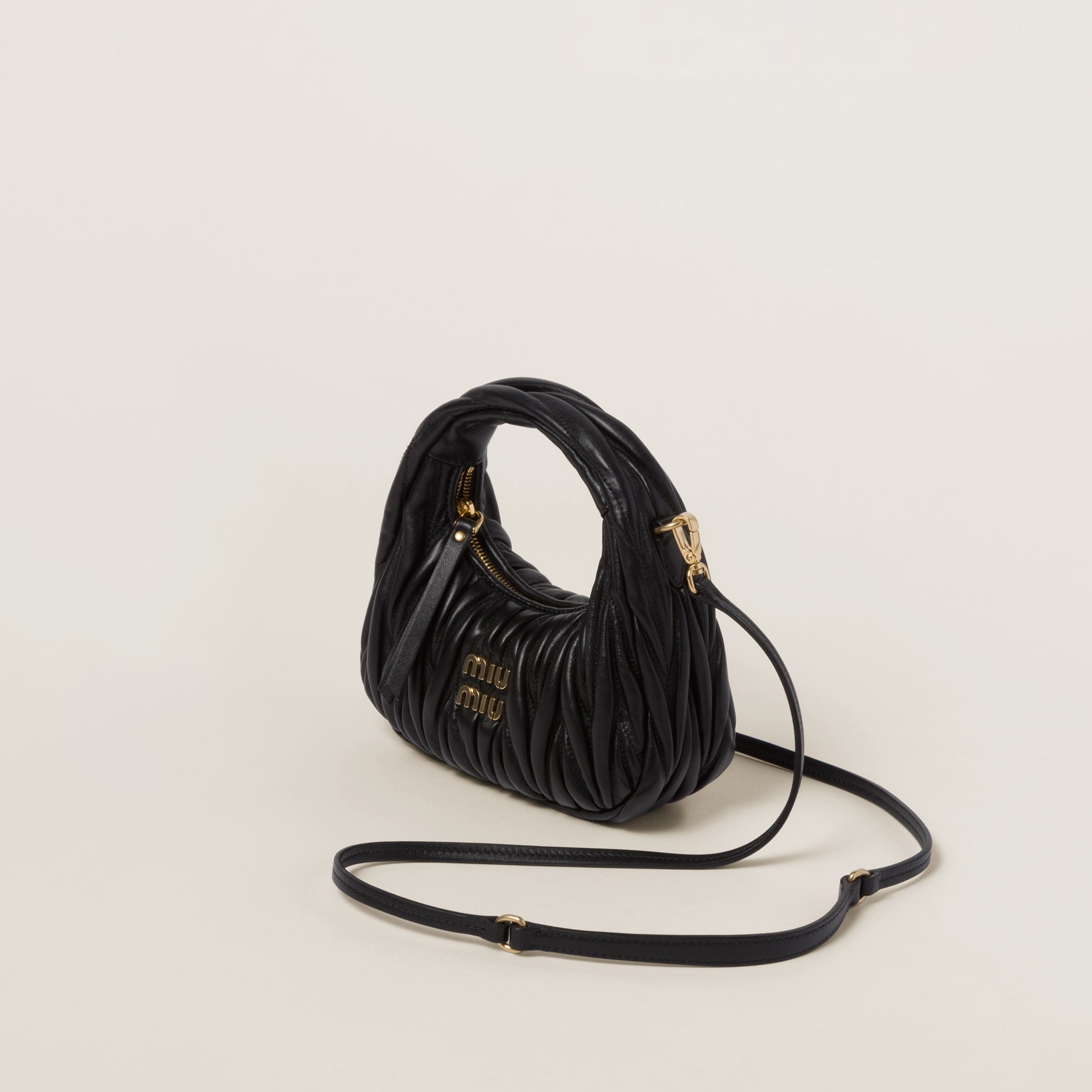 Wander matelassé nappa leather hobo mini-bag