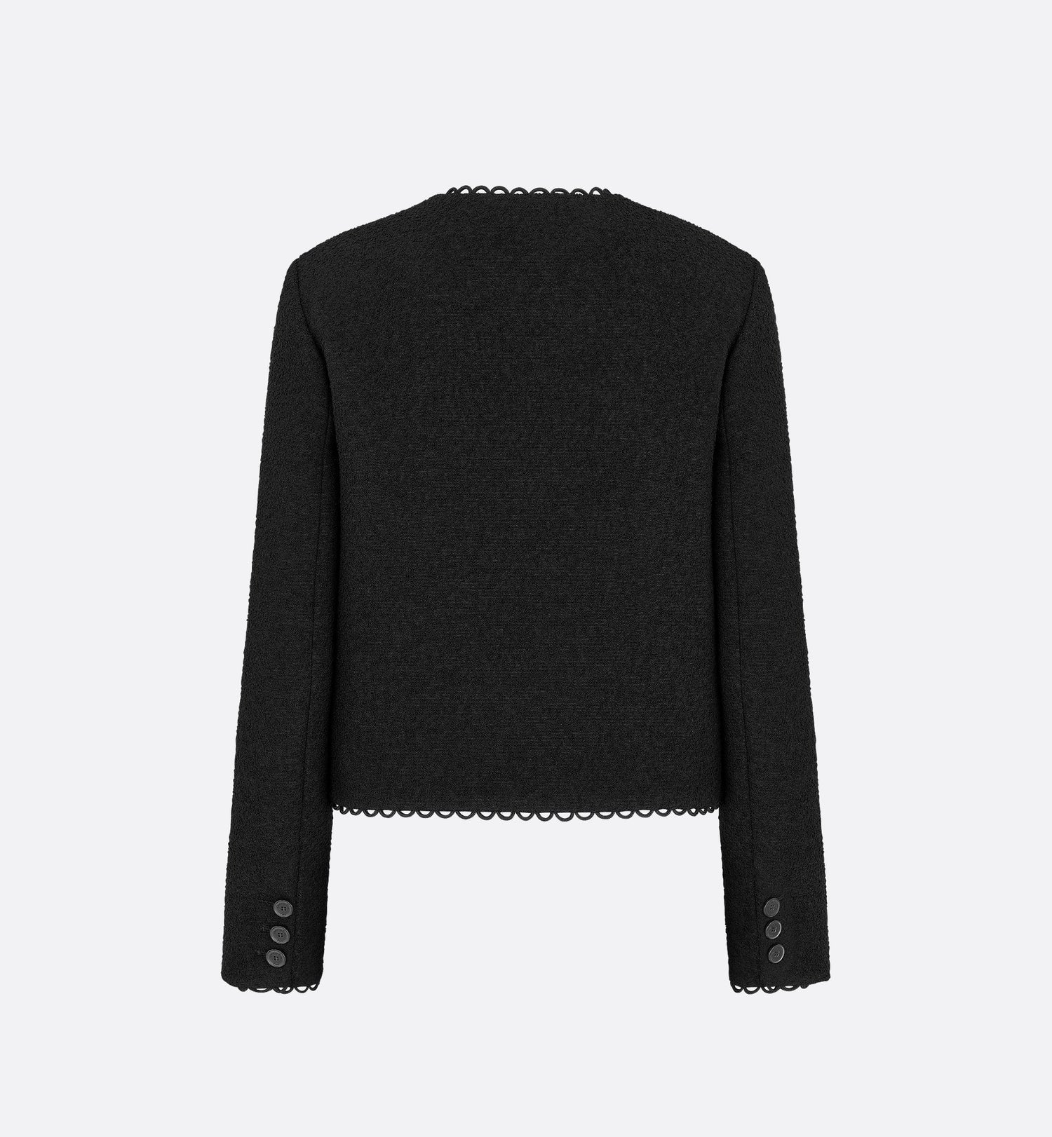 Cropped Jacket Black Double Sided Virgin Wool Bouclé