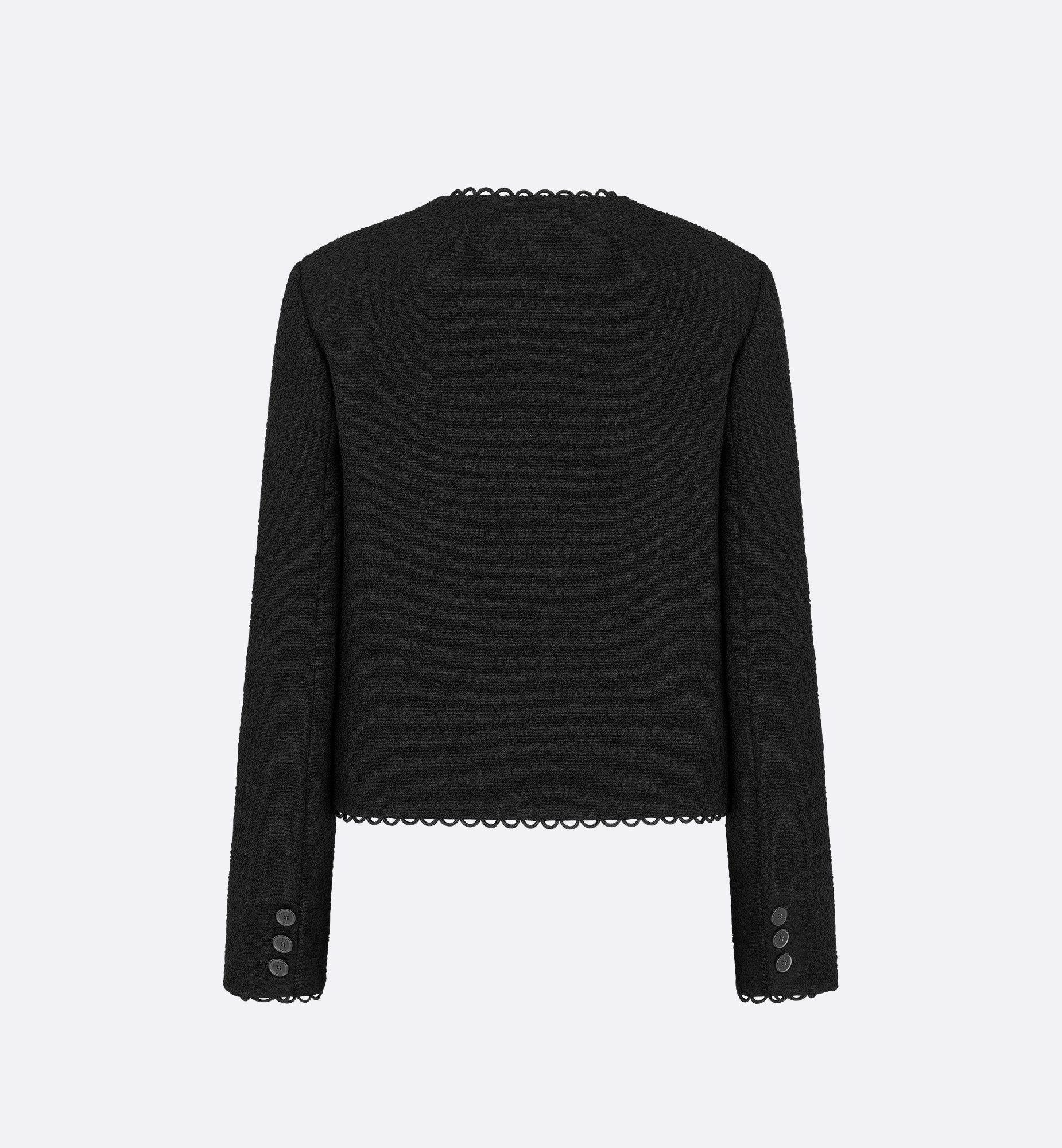 Cropped Jacket Black Double Sided Virgin Wool Bouclé