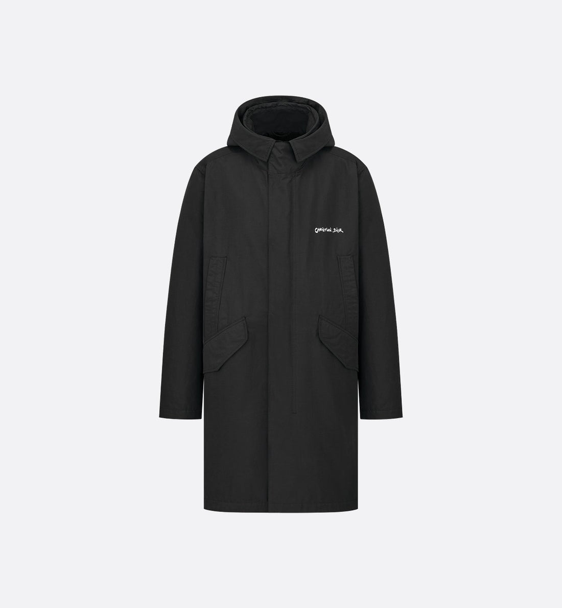 Cd Tag Hooded Parka Black Blended Cotton