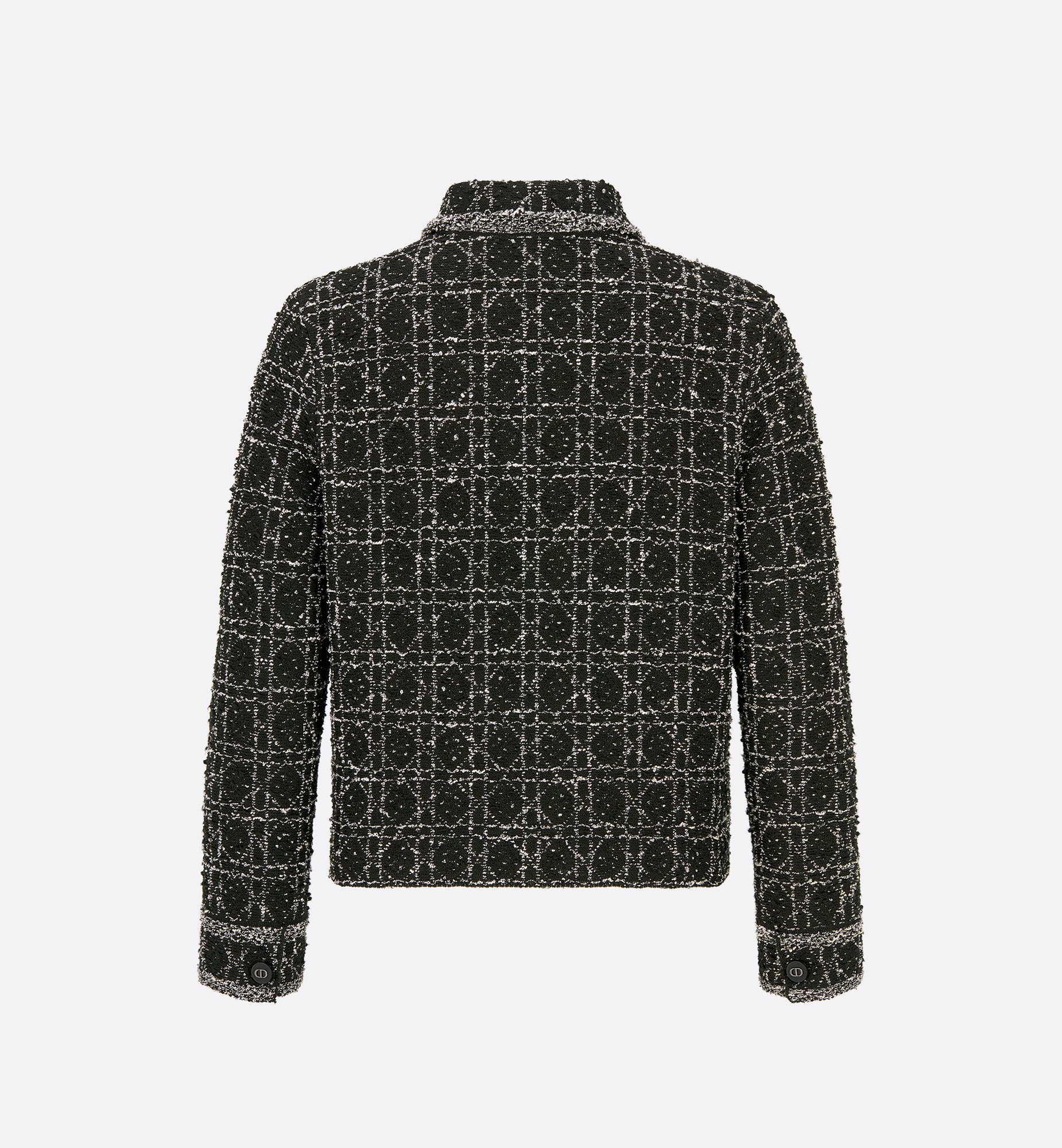 Macrocannage Jacket Black And White Technical Cotton Tweed