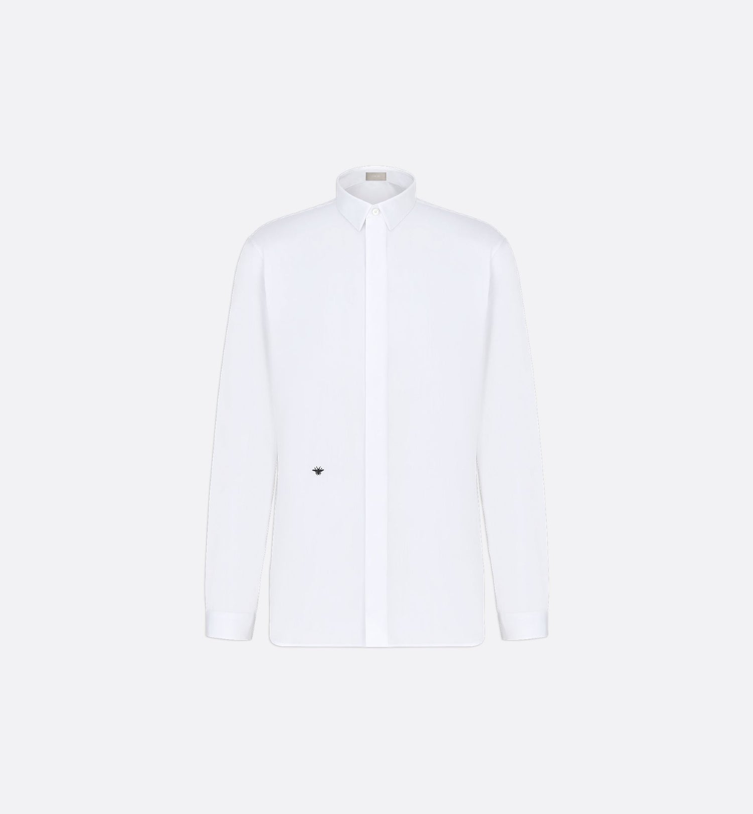 Shirt With Black Bee Embroidery White Cotton Poplin