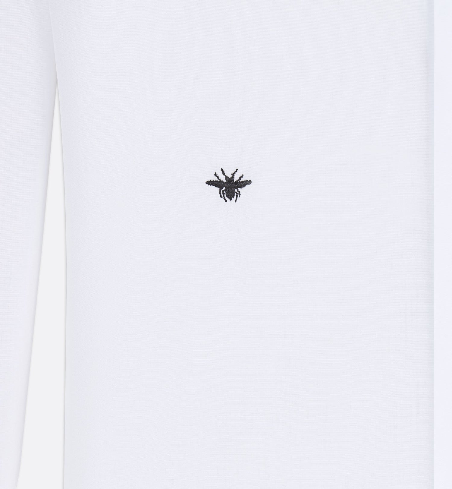 Shirt With Black Bee Embroidery White Cotton Poplin