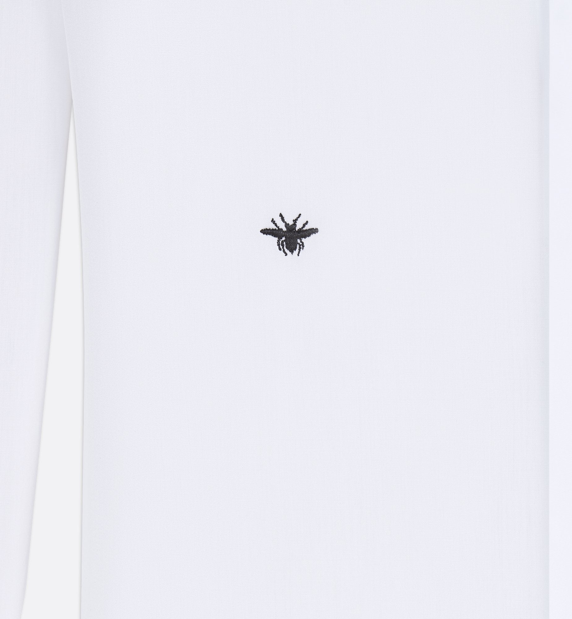 Shirt With Black Bee Embroidery White Cotton Poplin