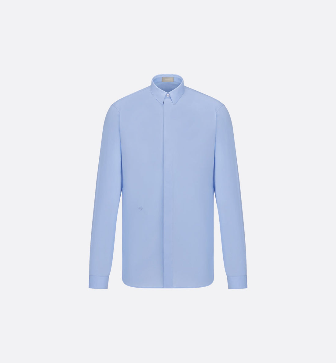 Shirt With Bee Embroidery Blue Cotton Poplin