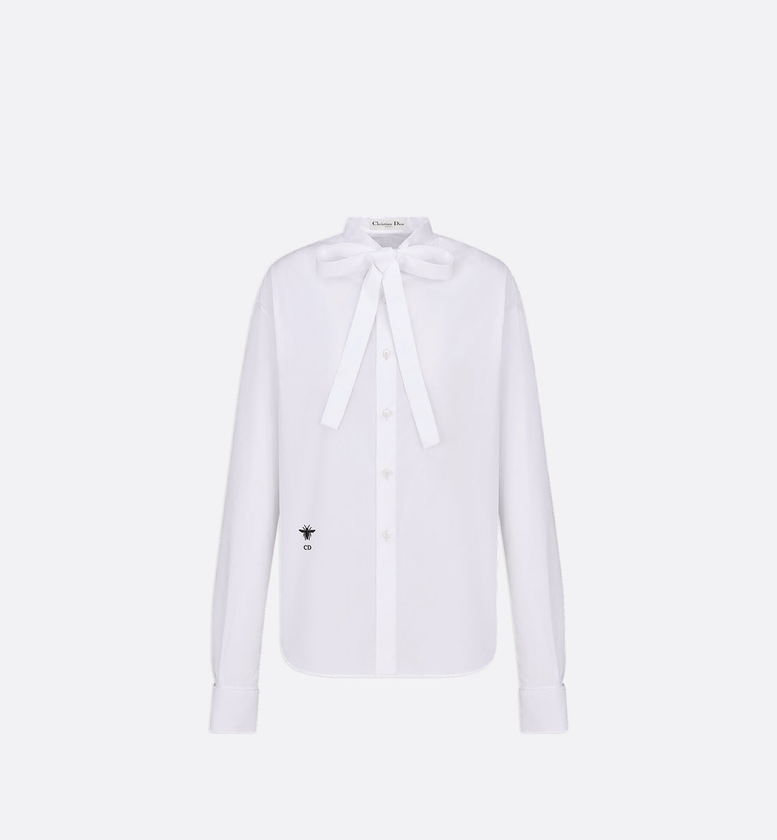 Ascot Blouse White Cotton Poplin