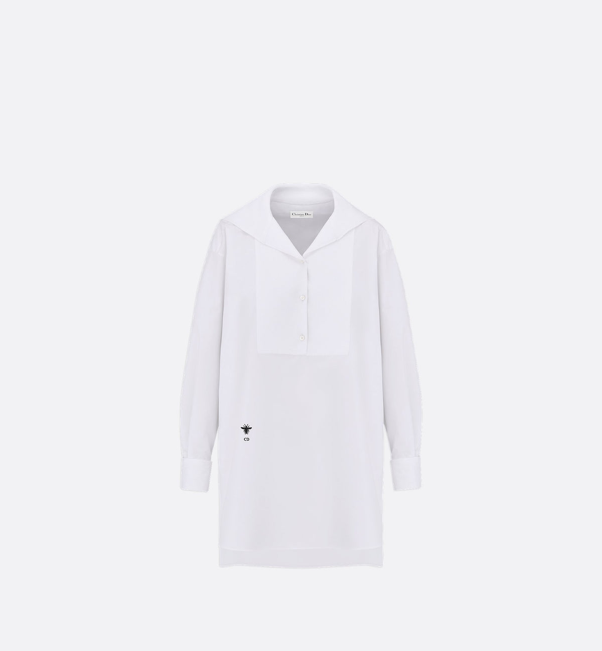 Blouse With Sailor Collar White Cotton Poplin