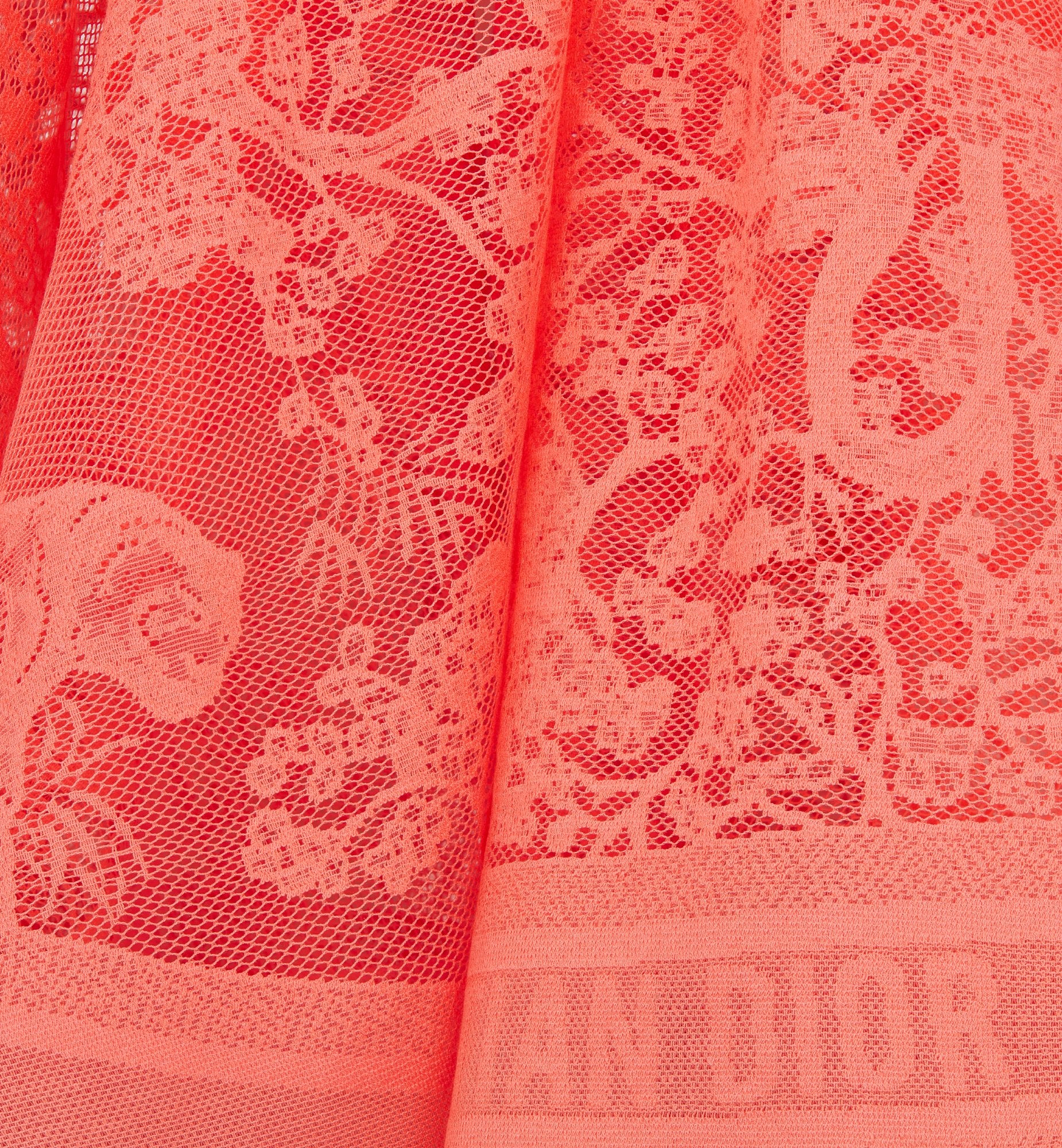 Dioriviera Flared Mid-Length Skirt Coral Technical Cotton Lace