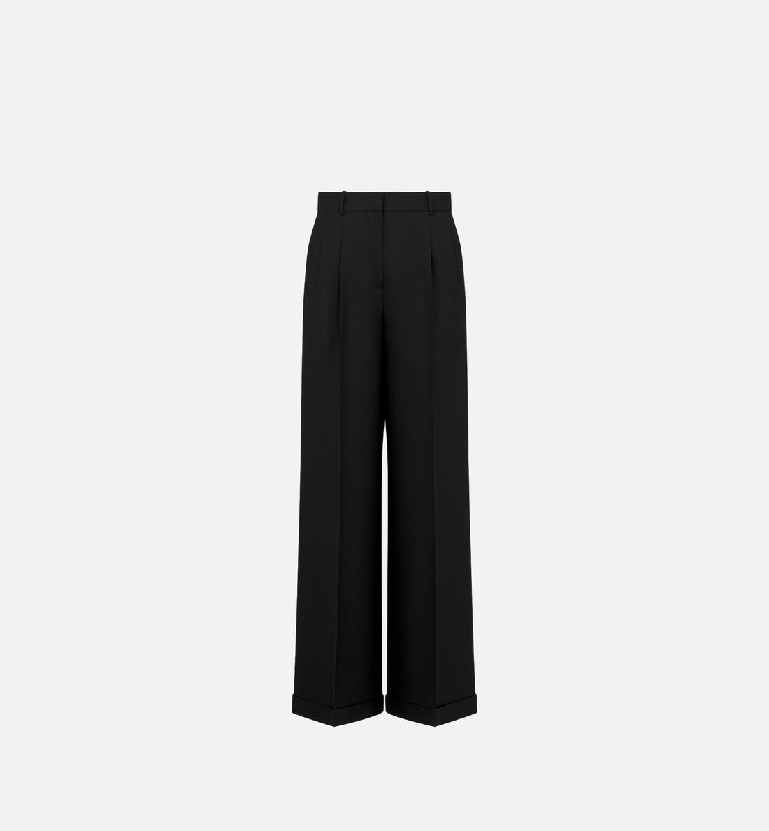 Wide-Leg Pants Black Wool And Mohair