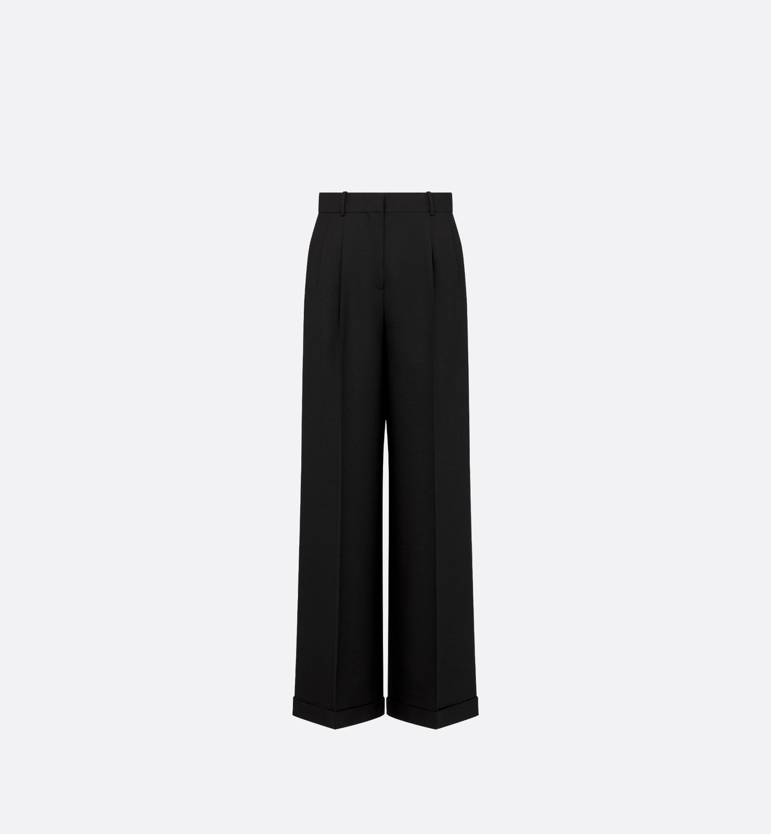 Wide-Leg Pants Black Wool And Mohair