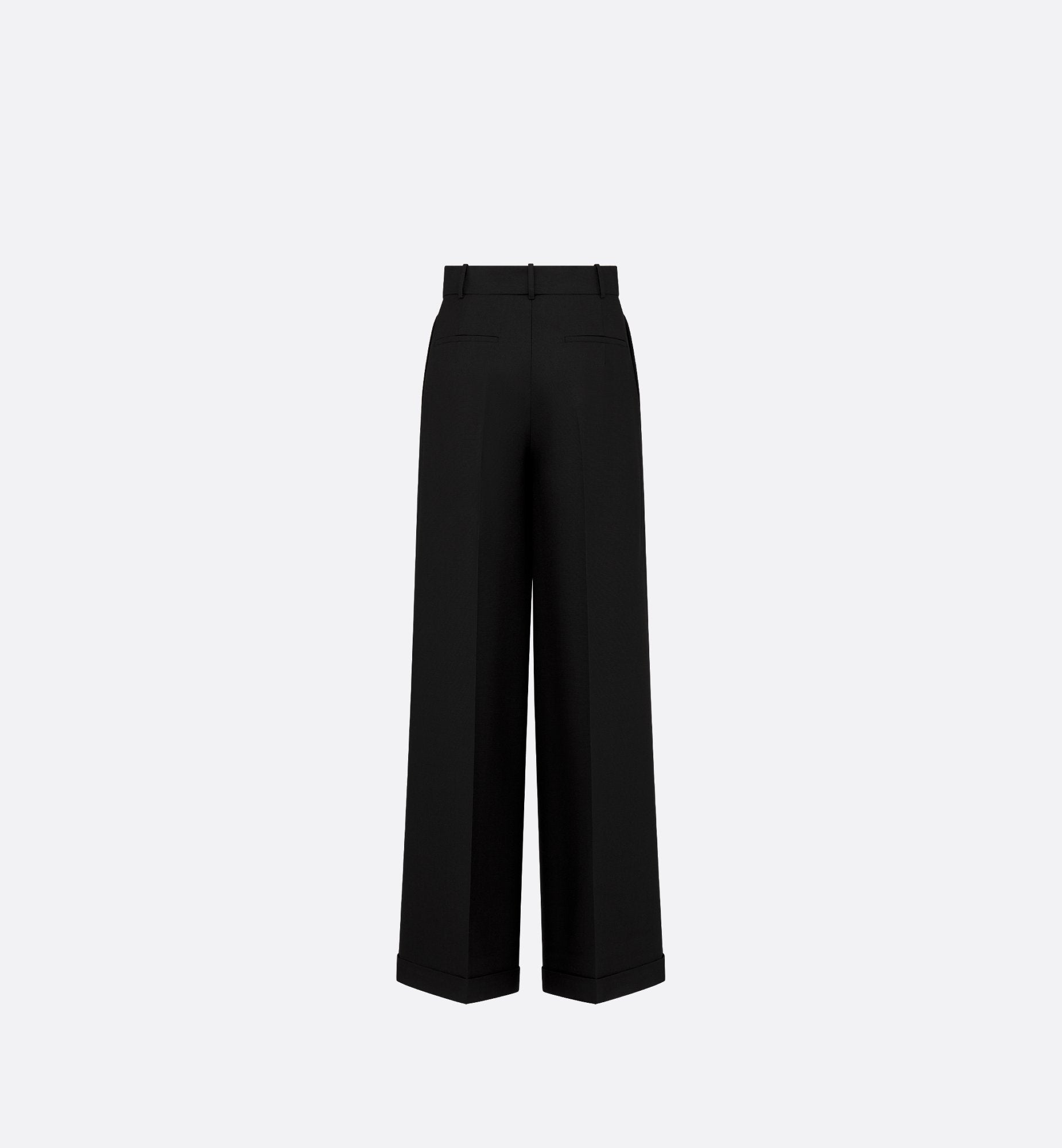 Wide-Leg Pants Black Wool And Mohair