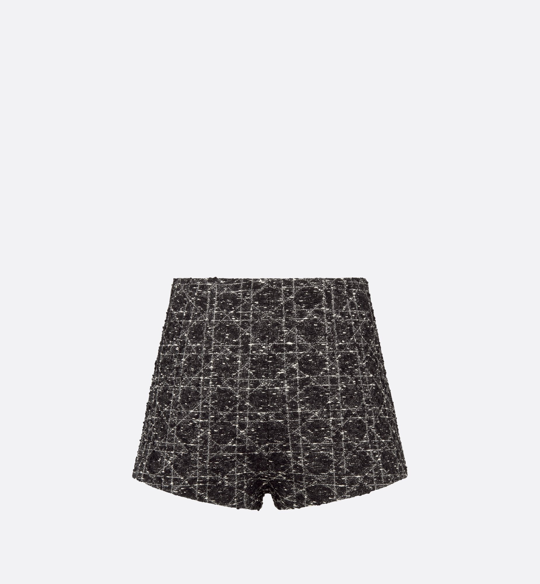 Macrocannage Shorts Black And White Cotton Blend Tweed