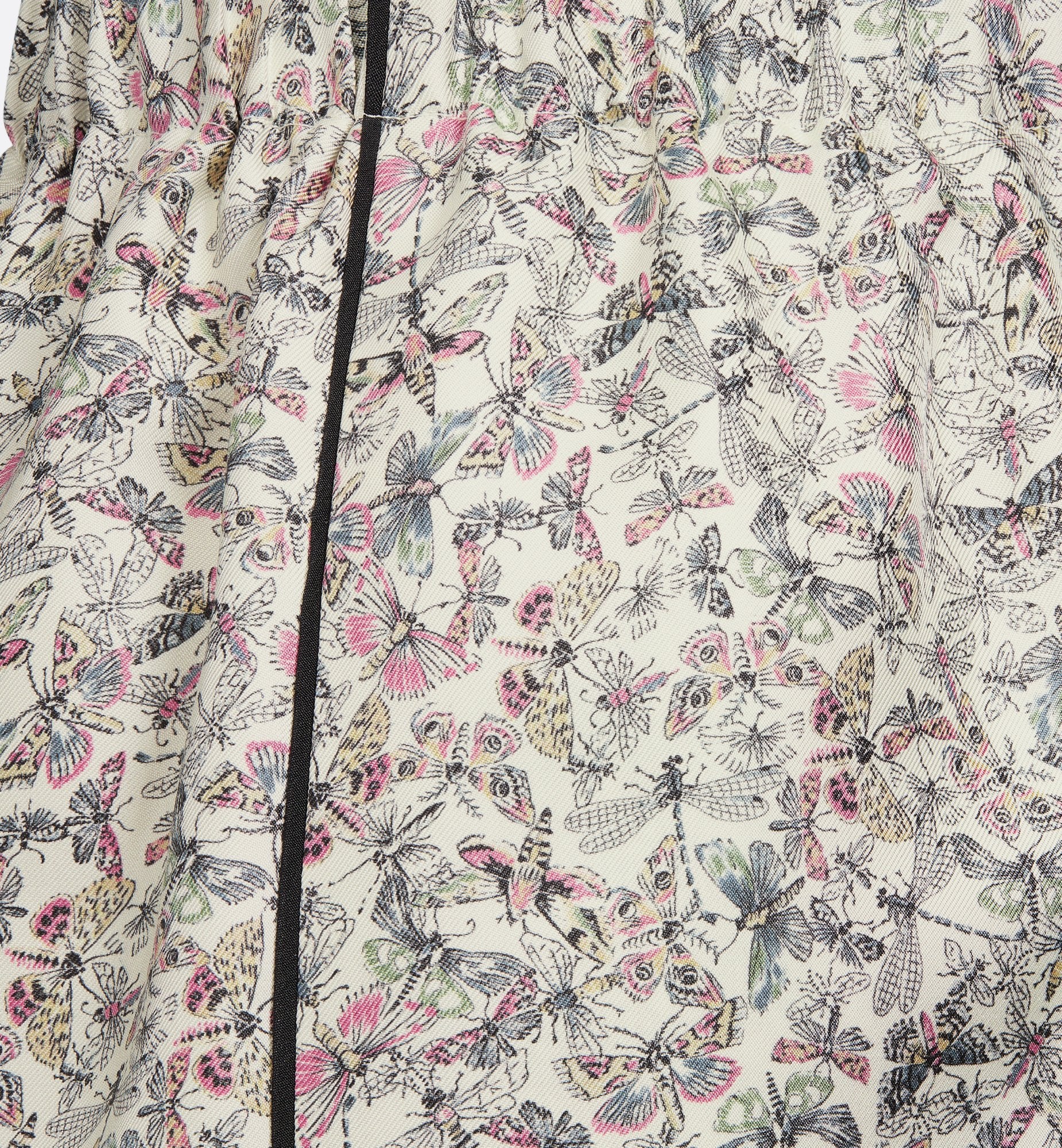 Shorts White Silk Twill With Multicolor Libellule Camouflage Motif