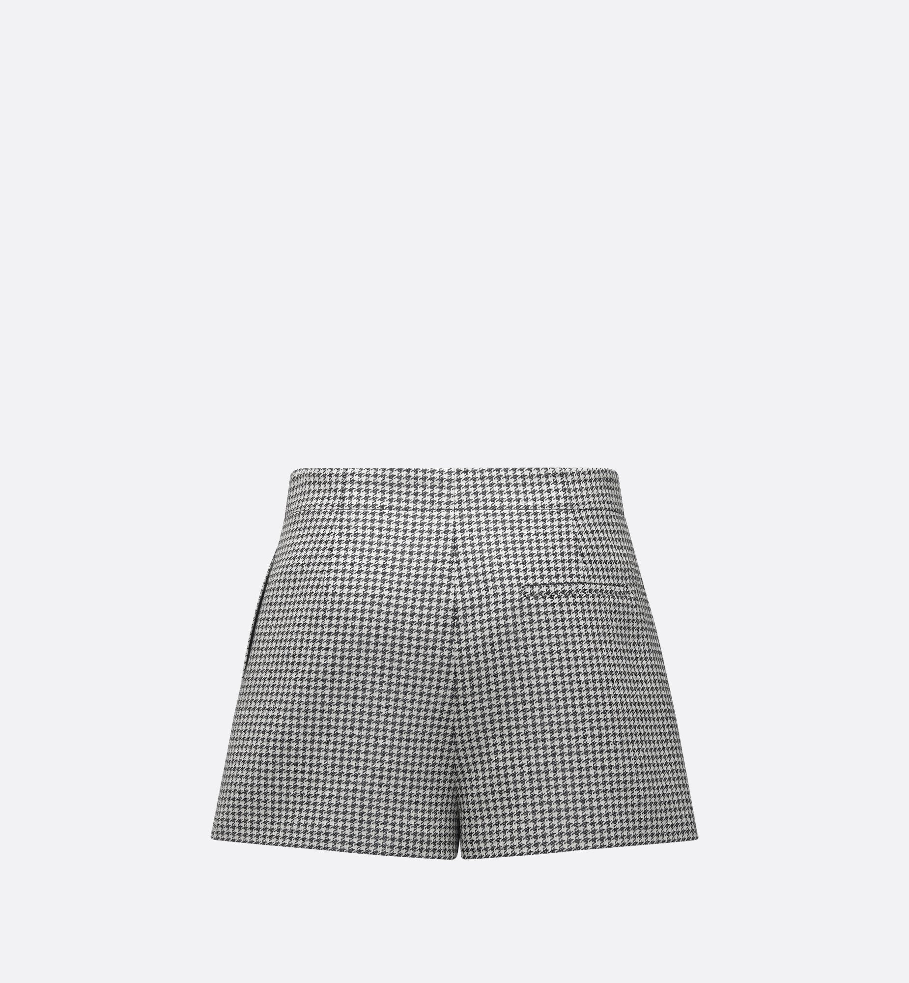 Skort Blue And White Cotton-Blend Jacquard With Micro-Houndstooth Motif