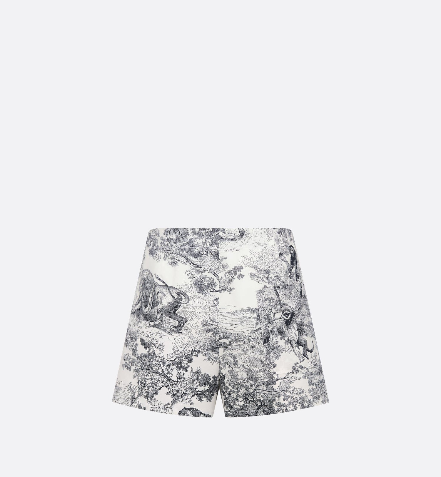 Dioriviera Shorts White And Navy Blue Cotton And Silk Poplin With Toile De Jouy Sauvage Motif