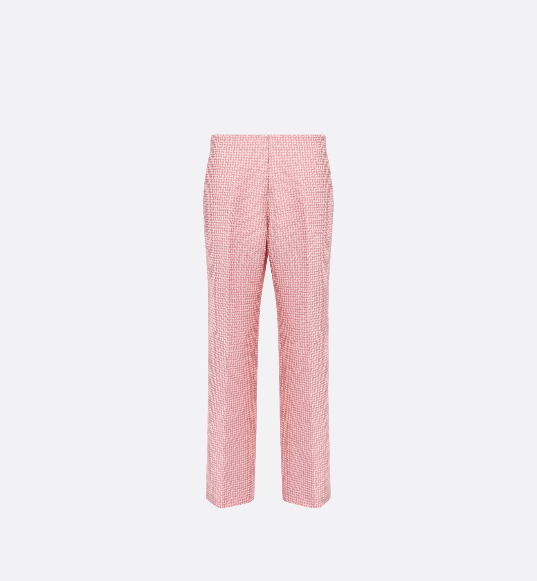 Dioriviera Regular Fit Pants White And Candy Pink Micro-Houndstooth Technical Cotton Jacquard