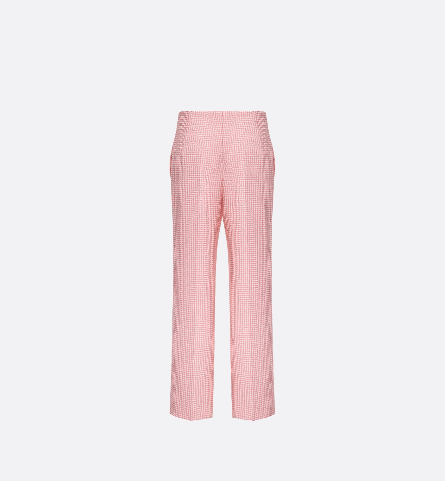 Dioriviera Regular Fit Pants White And Candy Pink Micro-Houndstooth Technical Cotton Jacquard