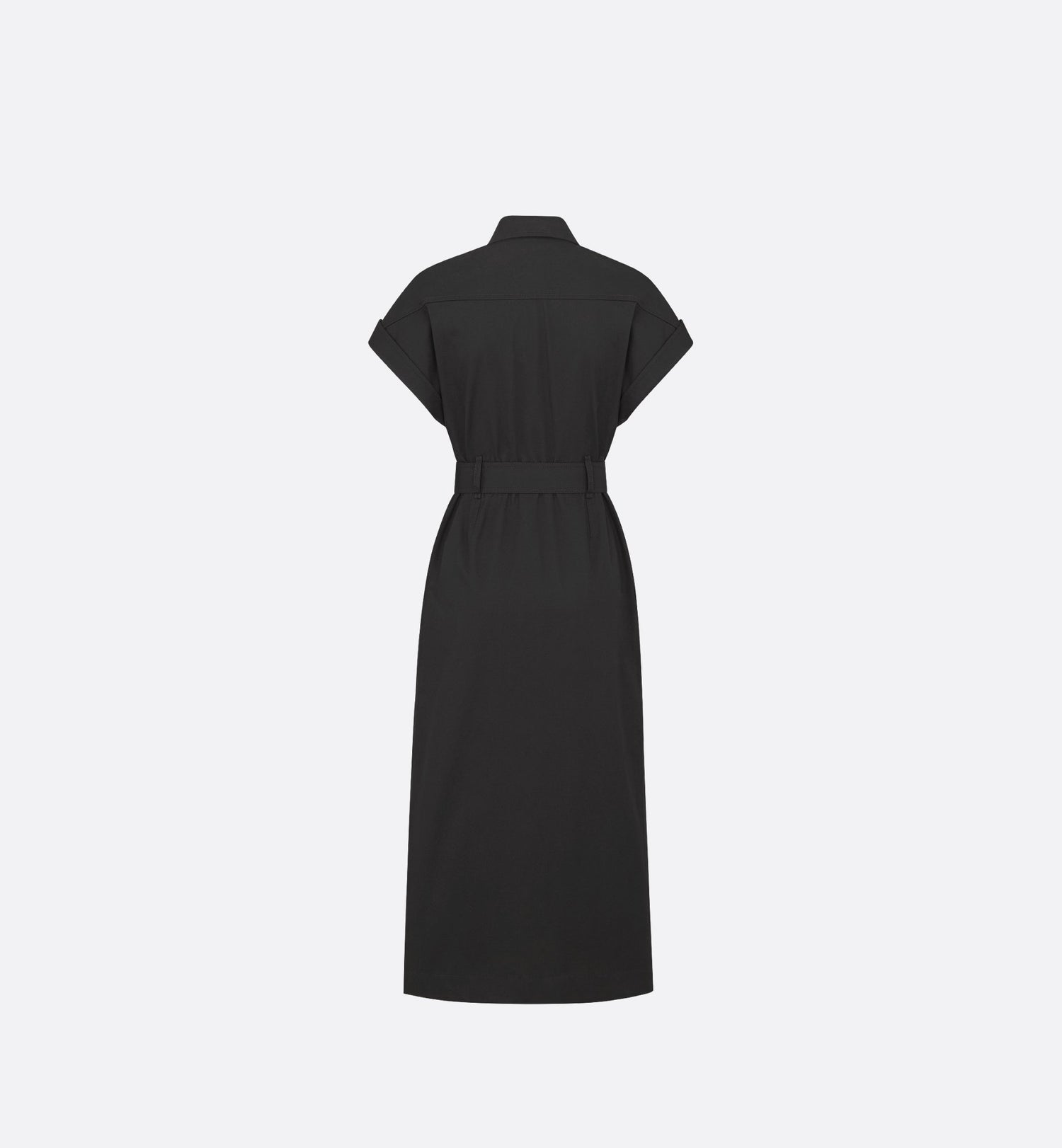 Mid-Length Shirtdress Black Cotton Gabardine