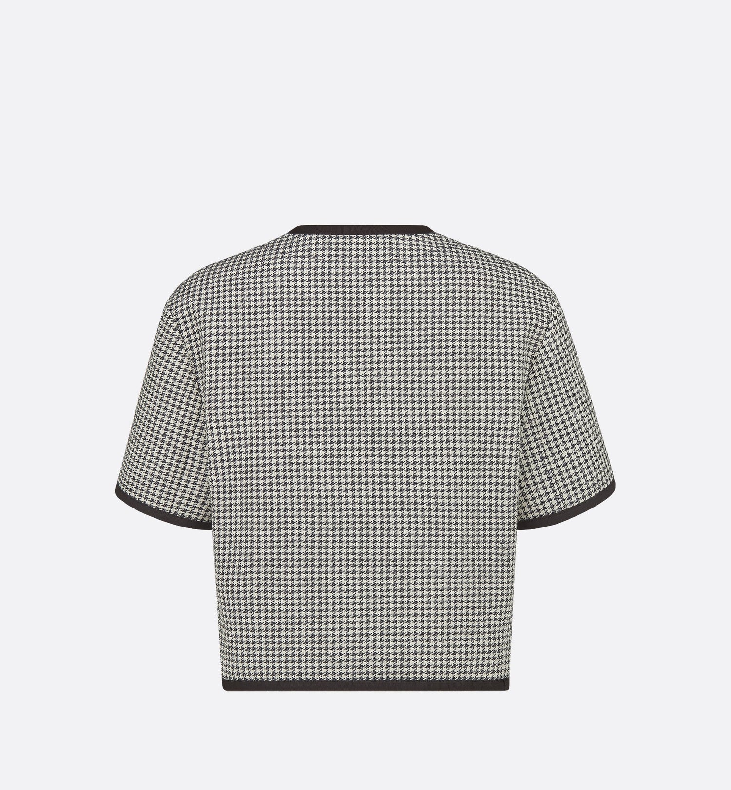 Short Sleeved Jacket Blue And White Cotton-Blend Jacquard With Micro-Houndstooth Motif