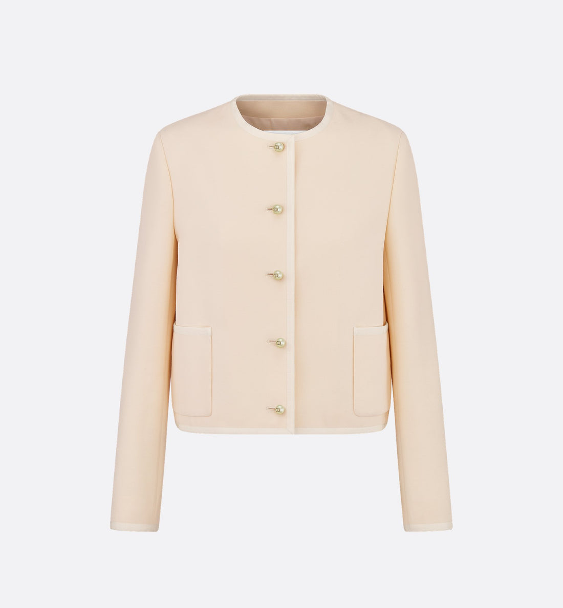 Cropped Jacket Ecru Wool And Silk