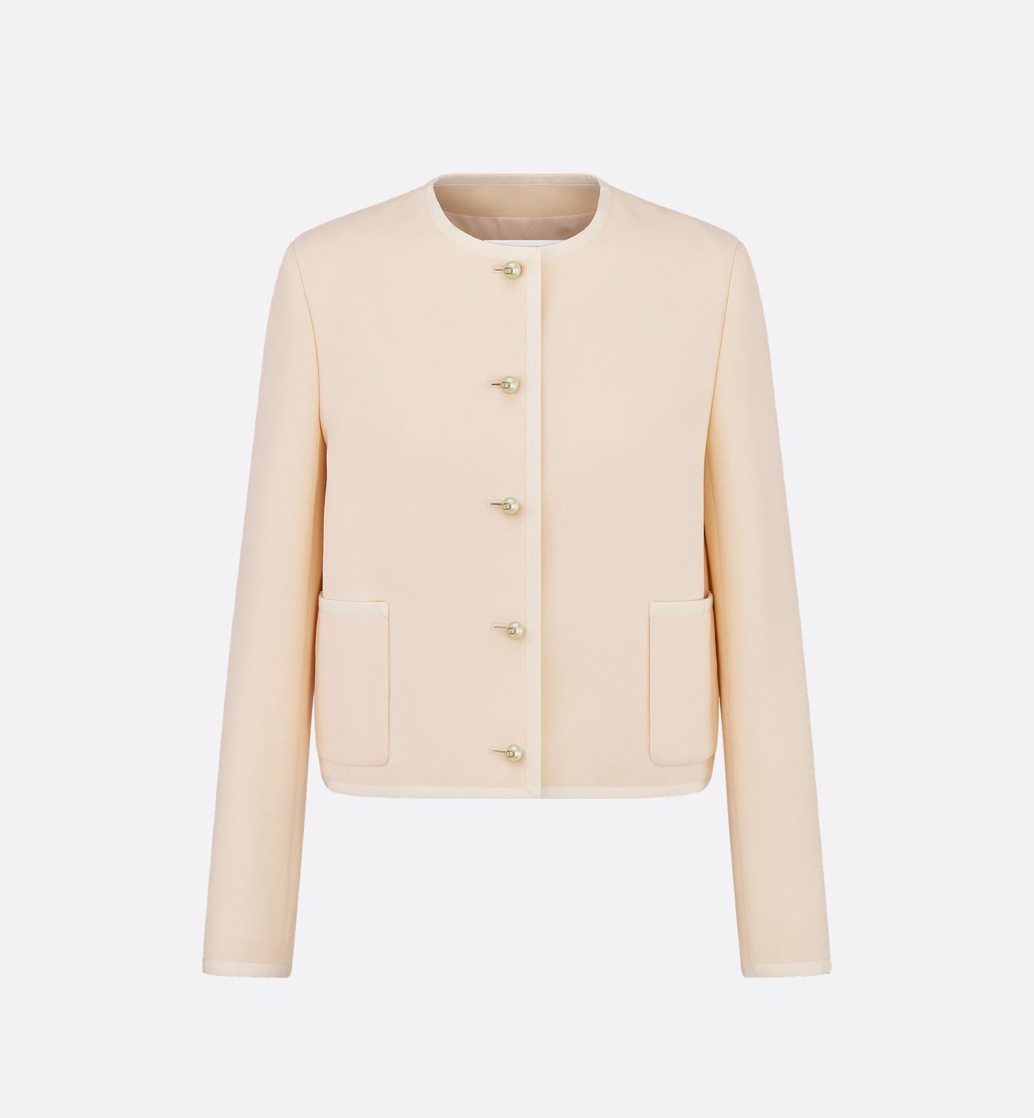 Cropped Jacket Ecru Wool And Silk