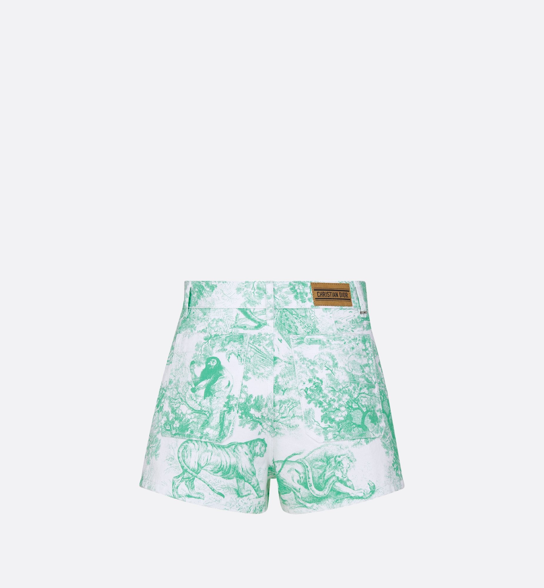 Dioriviera Shorts White And Aquamarina Cotton Denim With Toile De Jouy Sauvage Motif