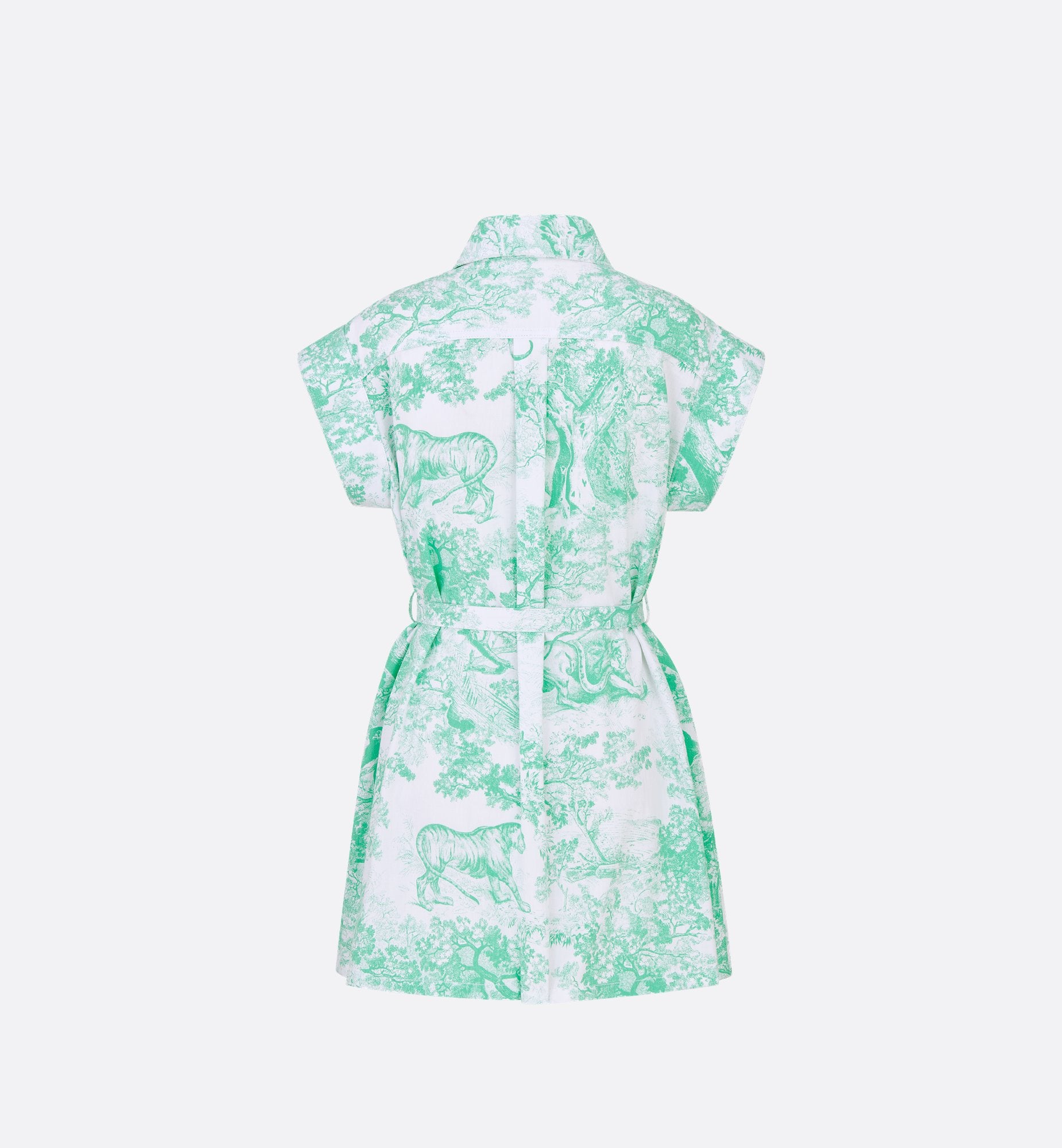 Dioriviera Short Shirtdress White And Aquamarina Cotton Denim With Toile De Jouy Sauvage Motif