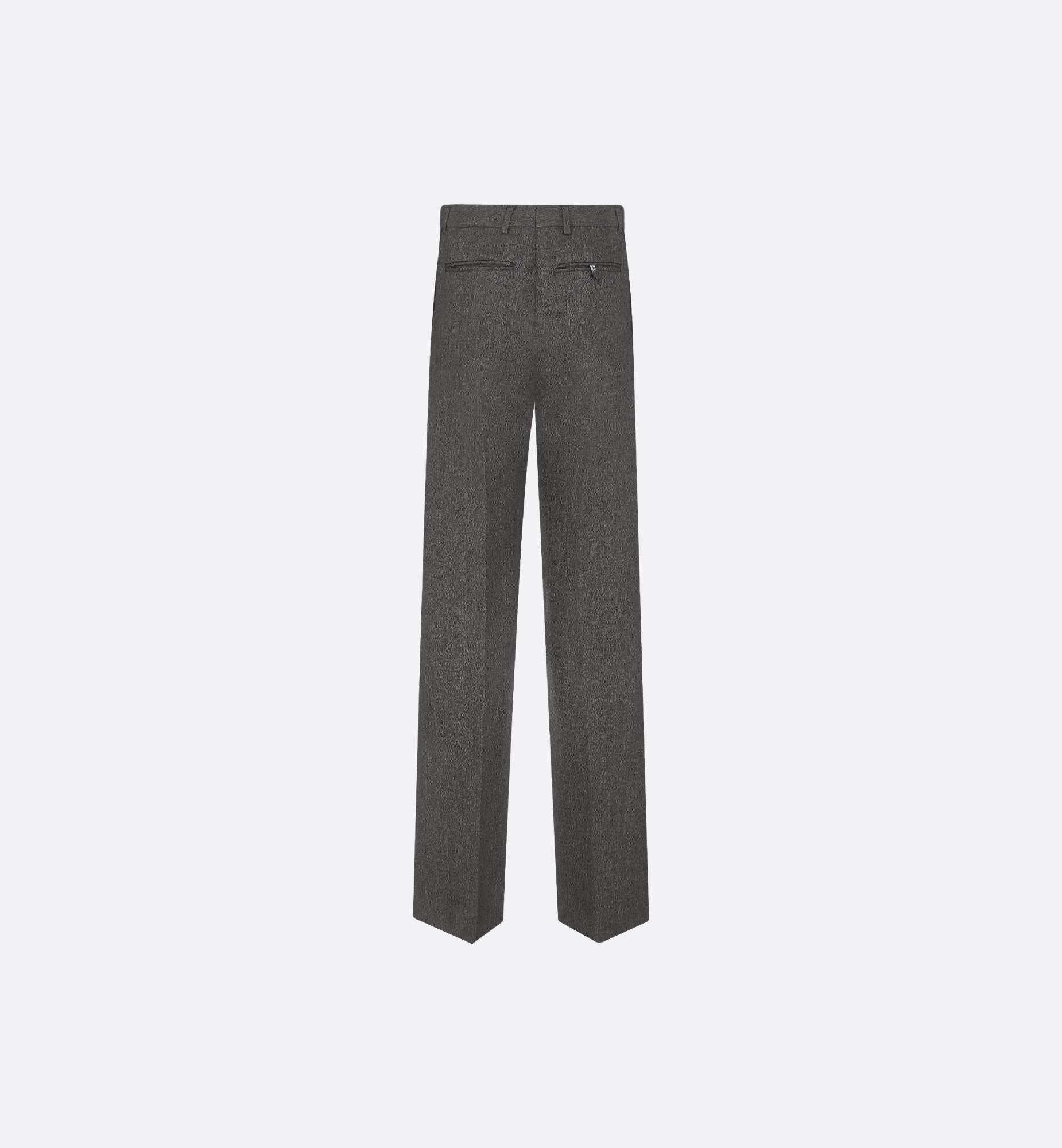 Flared Pants Gray Virgin Wool And Silk