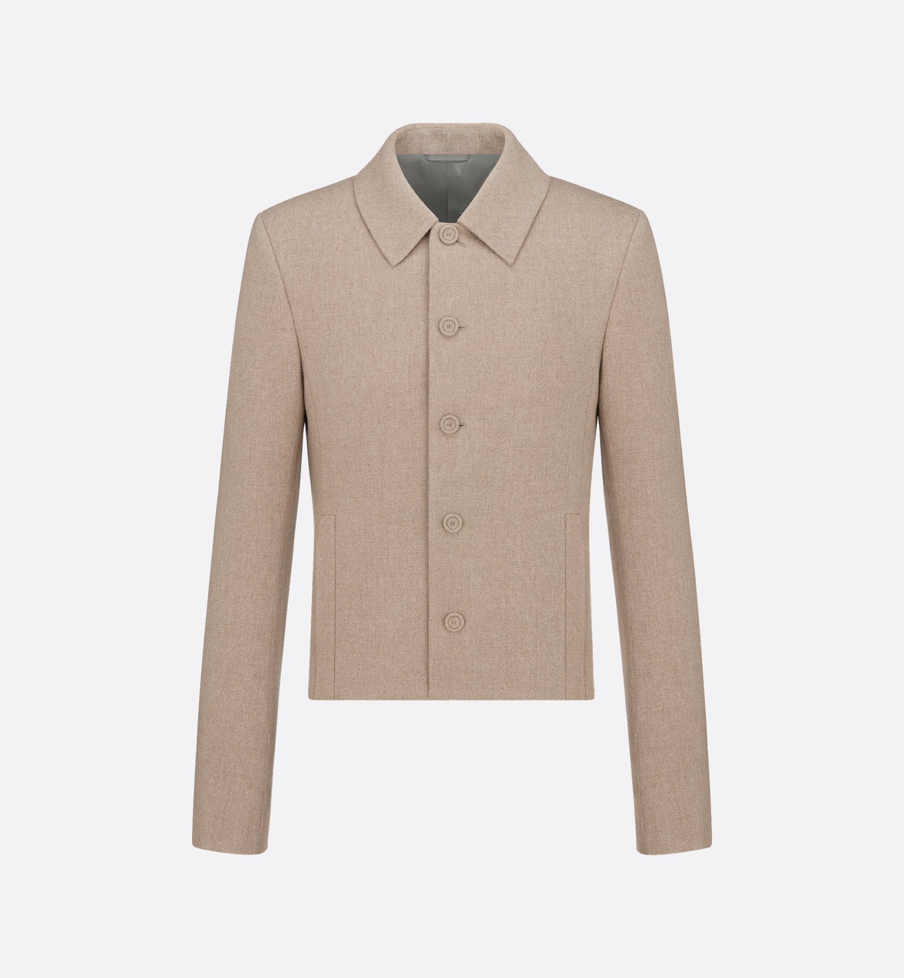 Cropped Jacket Beige Felted Cashmere And Virgin Wool