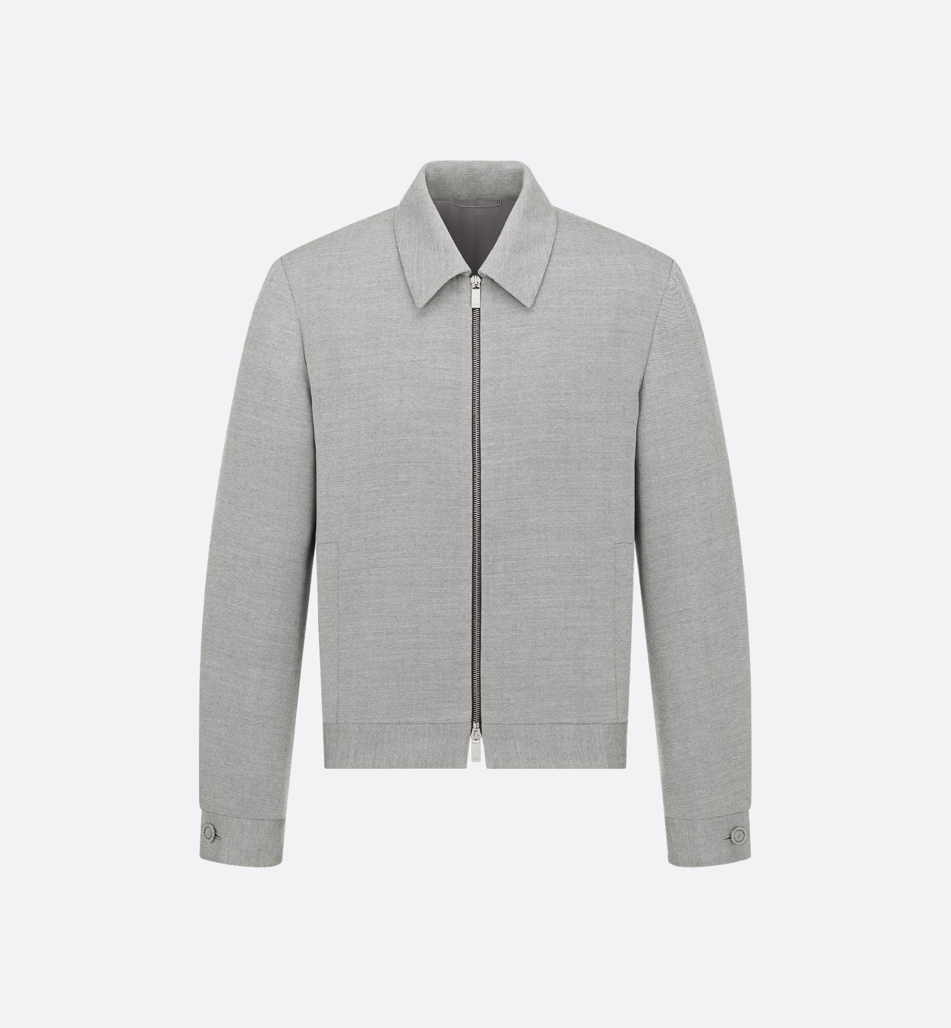 Zipped Jacket Gray Virgin Wool Twill