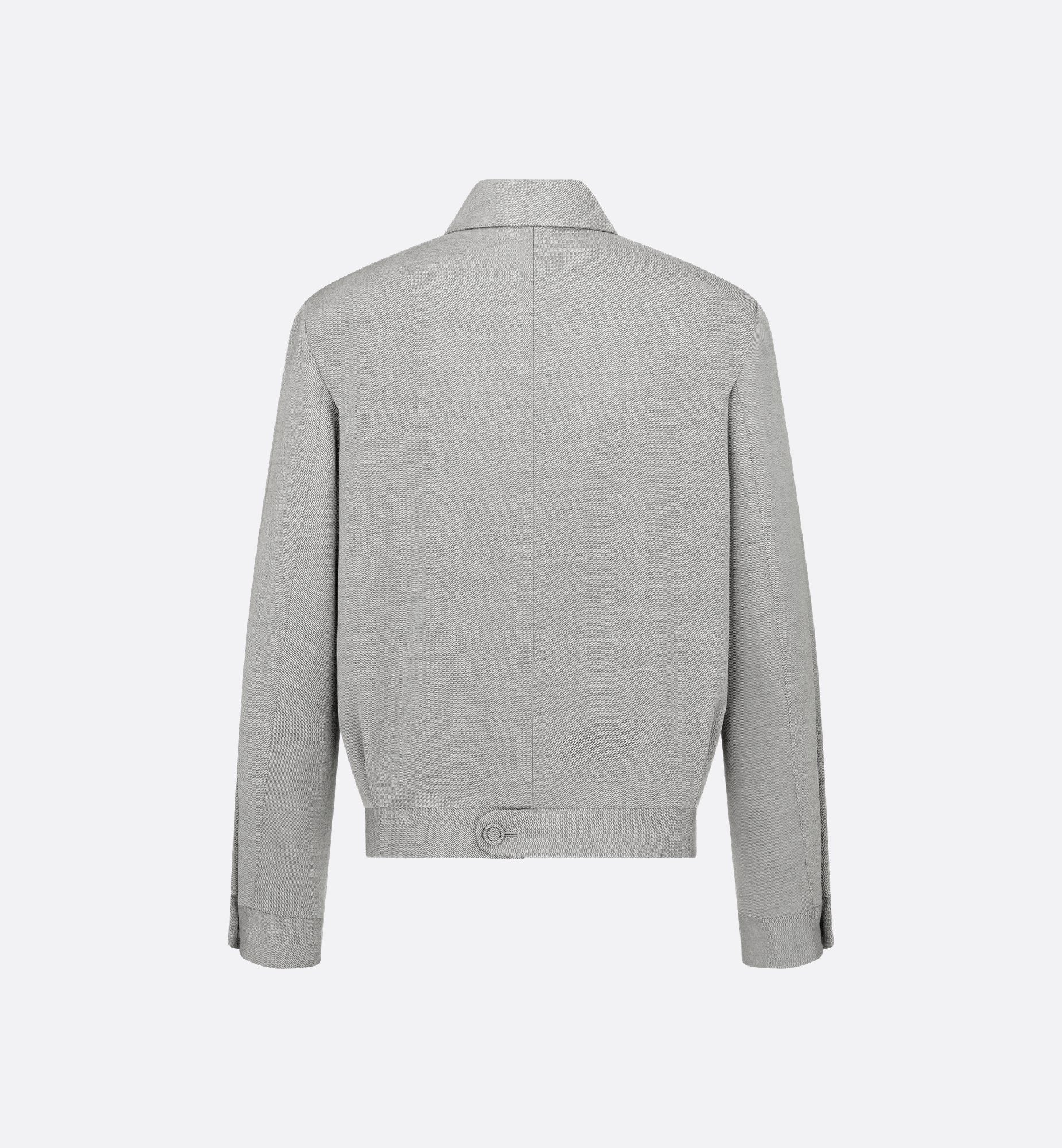 Zipped Jacket Gray Virgin Wool Twill