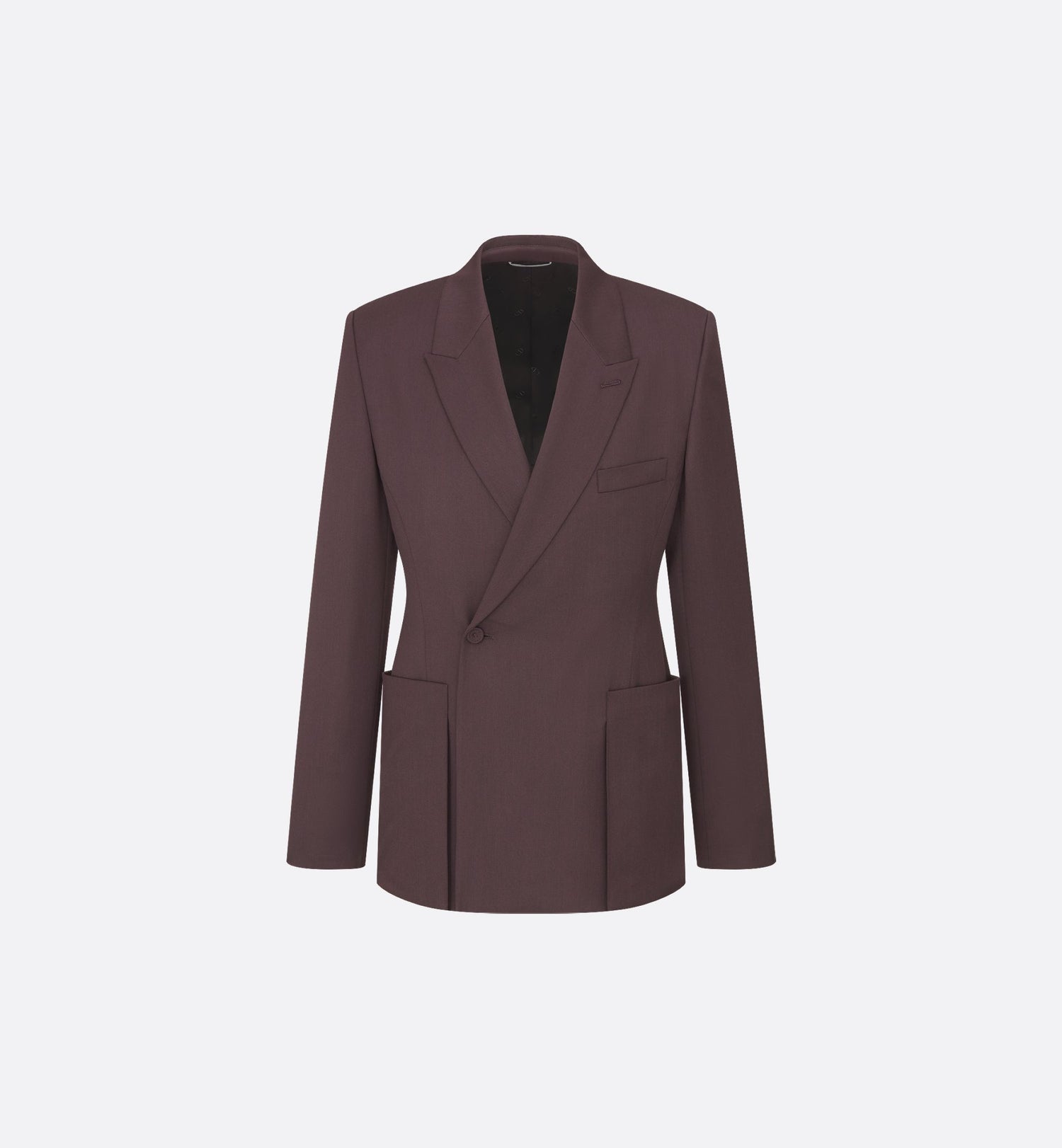 Bar Jacket With Oblique Closure Burgundy Virgin Wool Twill