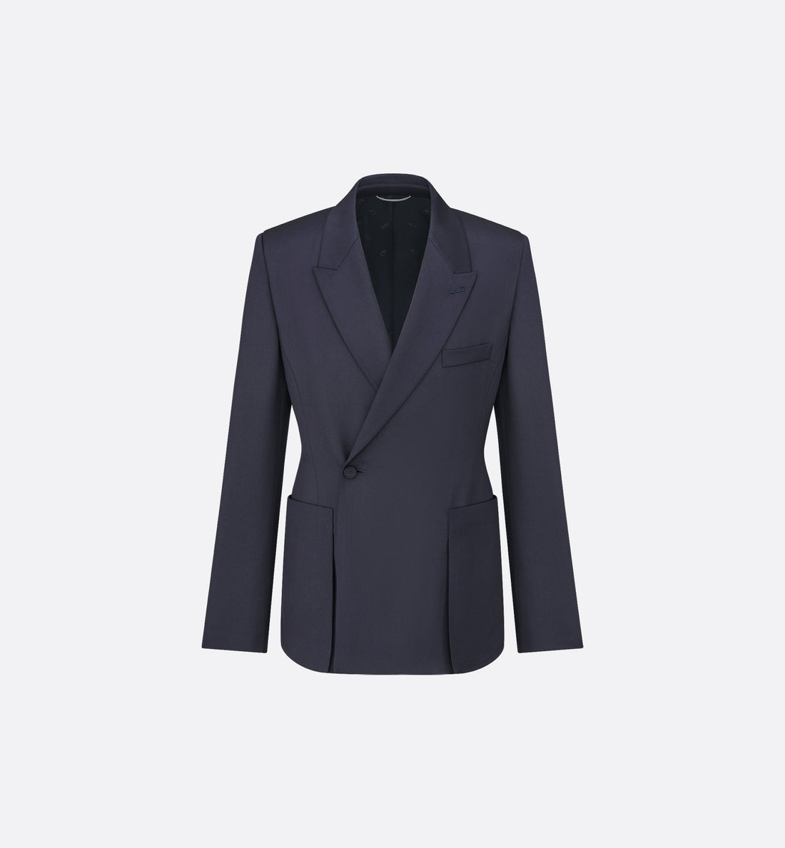 Bar Jacket With Oblique Closure Navy Blue Virgin Wool Twill