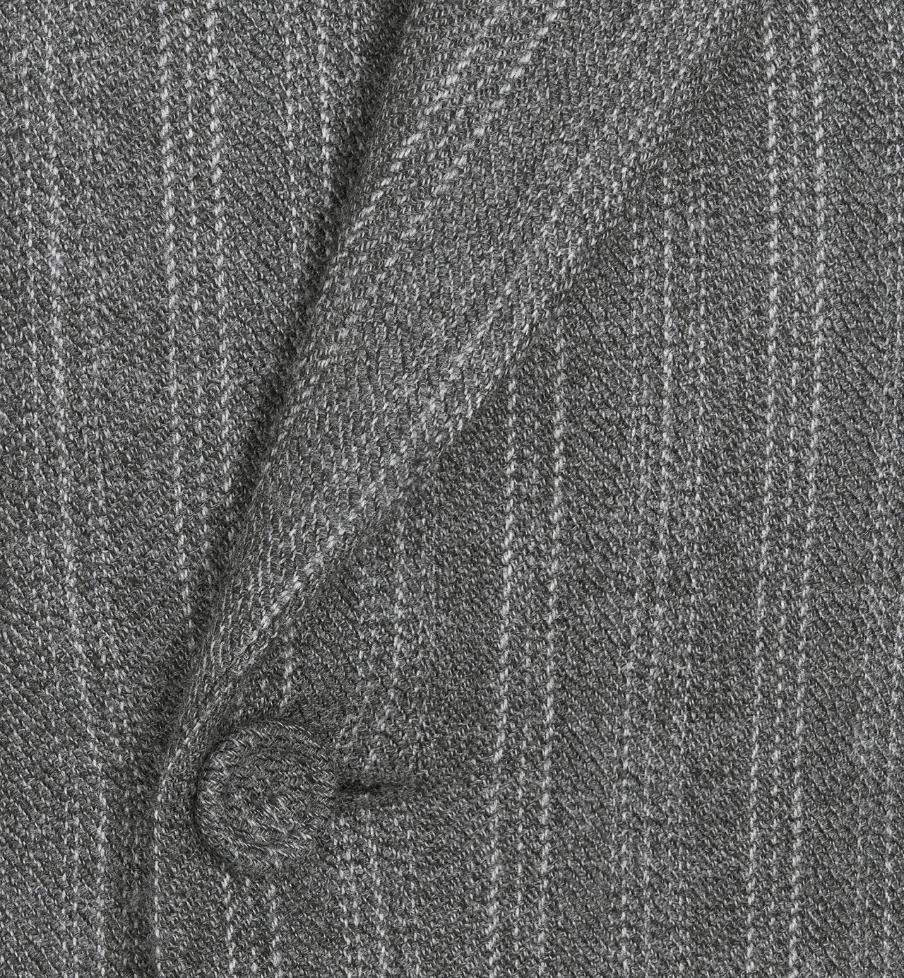 Bar Coat With Oblique Closure Gray Striped Virgin Wool Twill