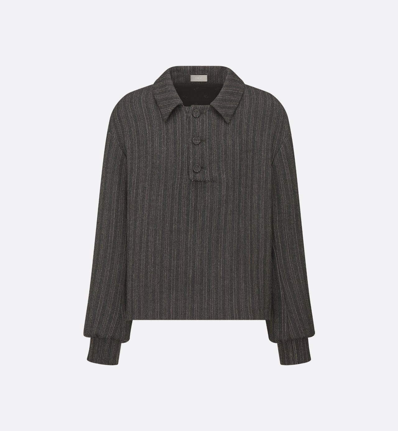 Sweater Black Striped Virgin Wool Twill